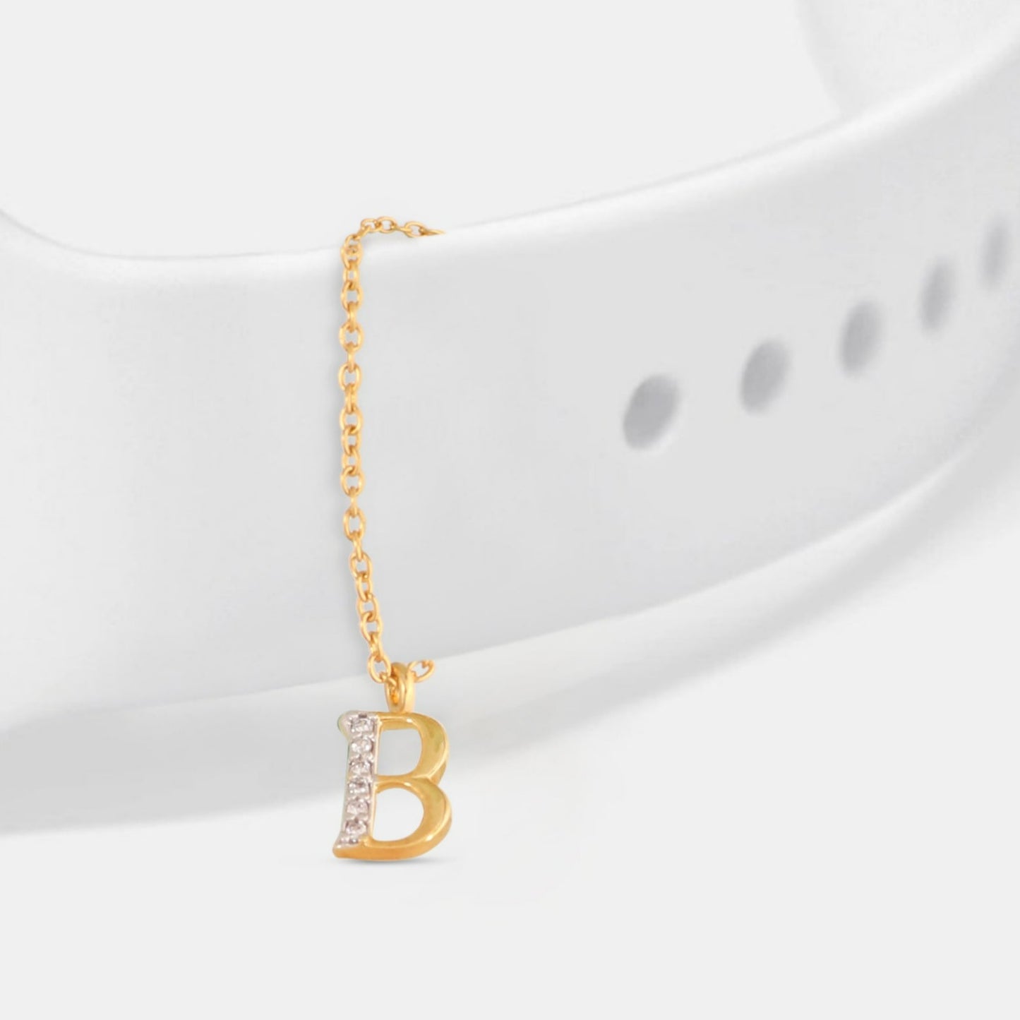 Alphabet CZ Gold Plated Silver Watch Charm