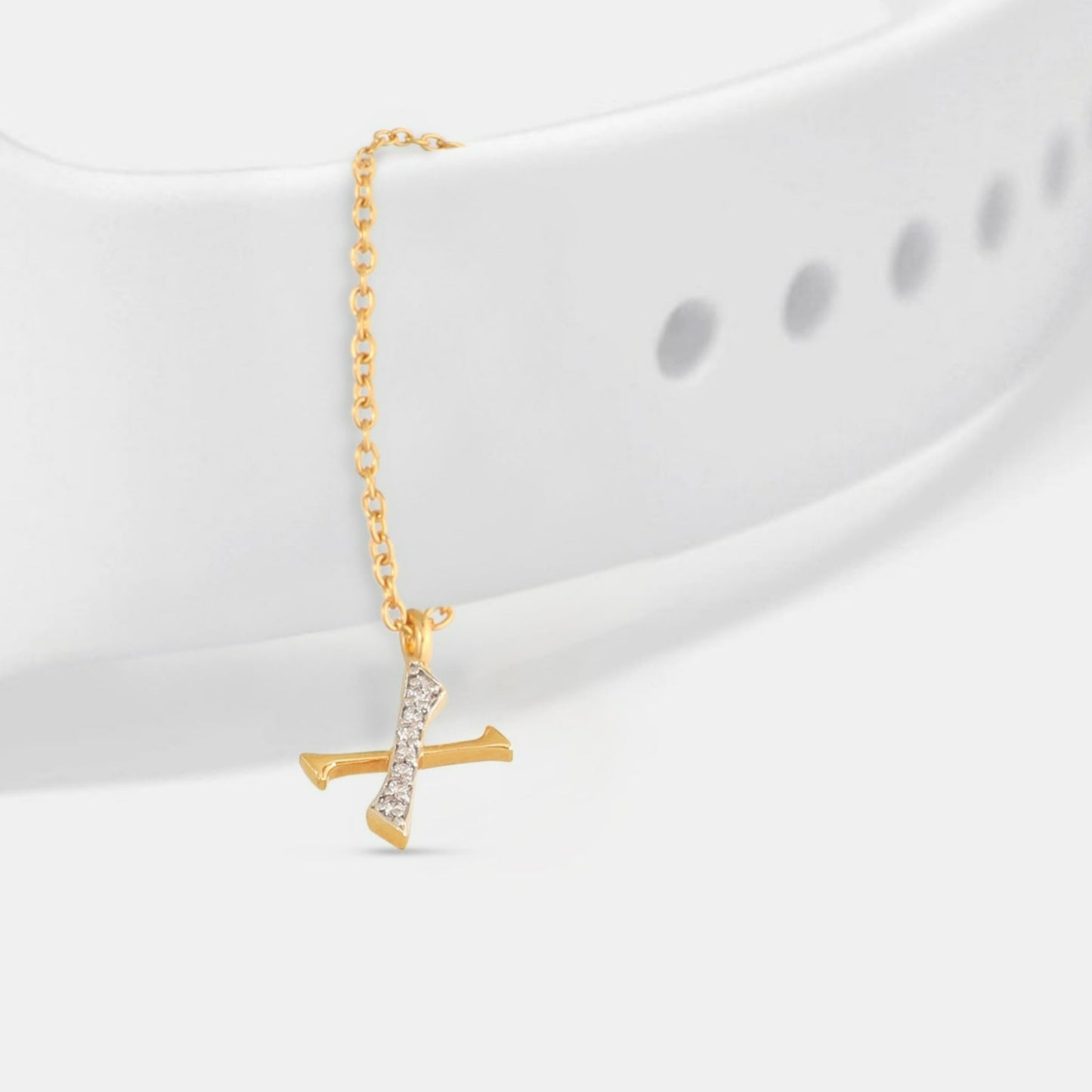 Alphabet CZ Gold Plated Silver Watch Charm