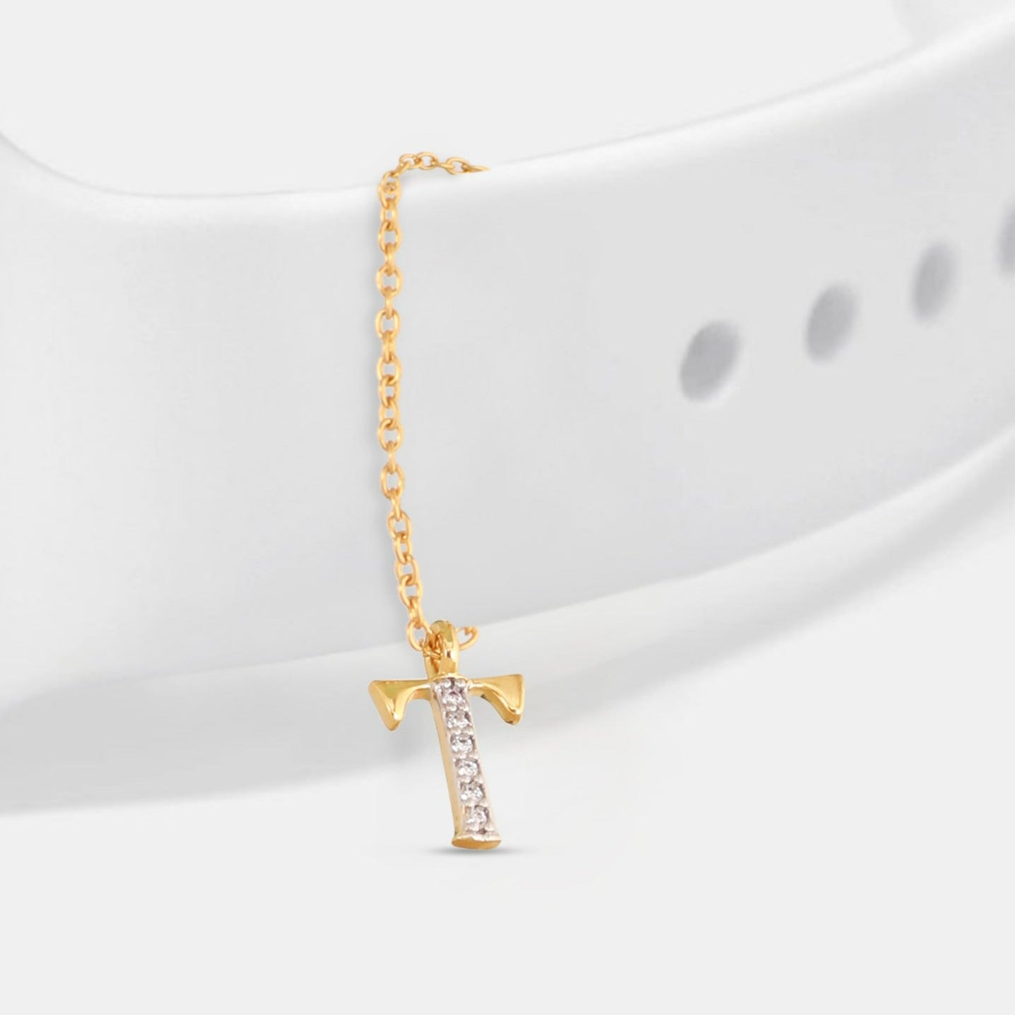 Alphabet CZ Gold Plated Silver Watch Charm