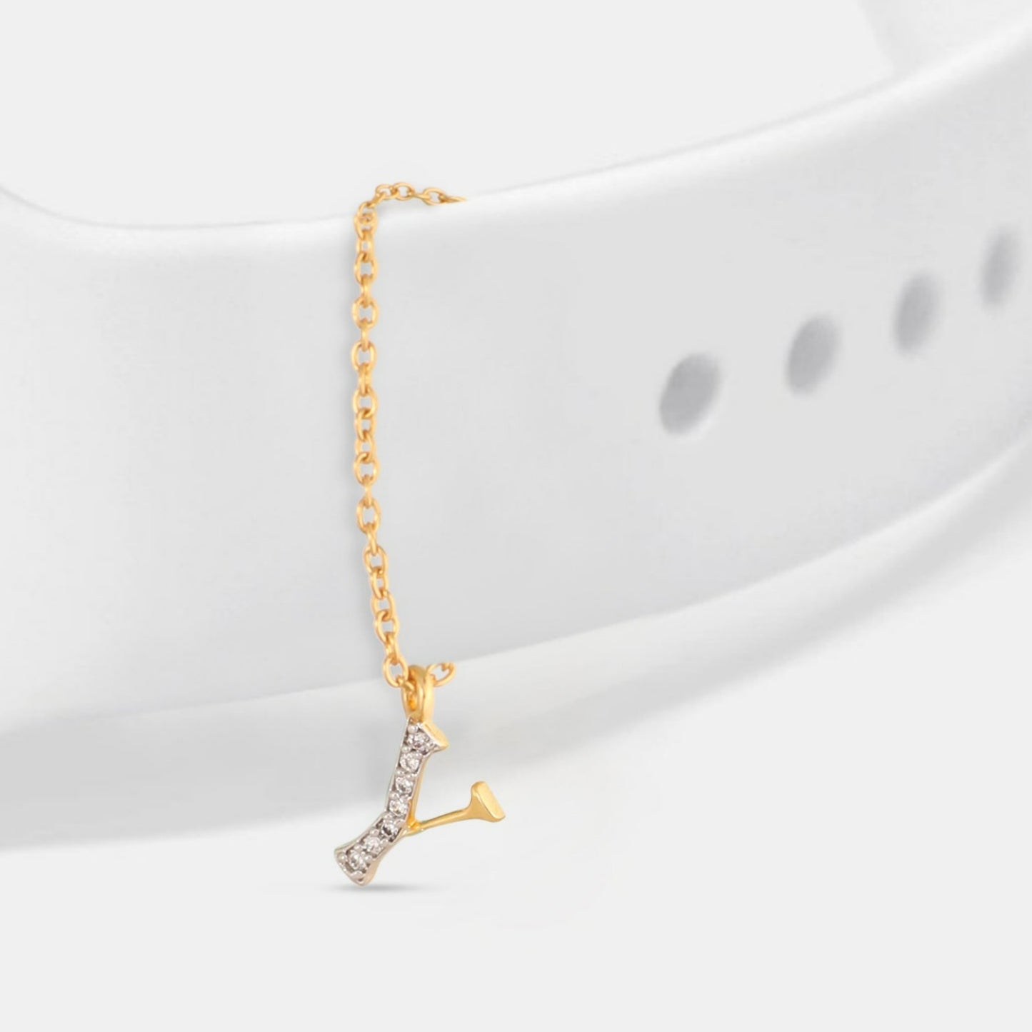 Alphabet CZ Gold Plated Silver Watch Charm