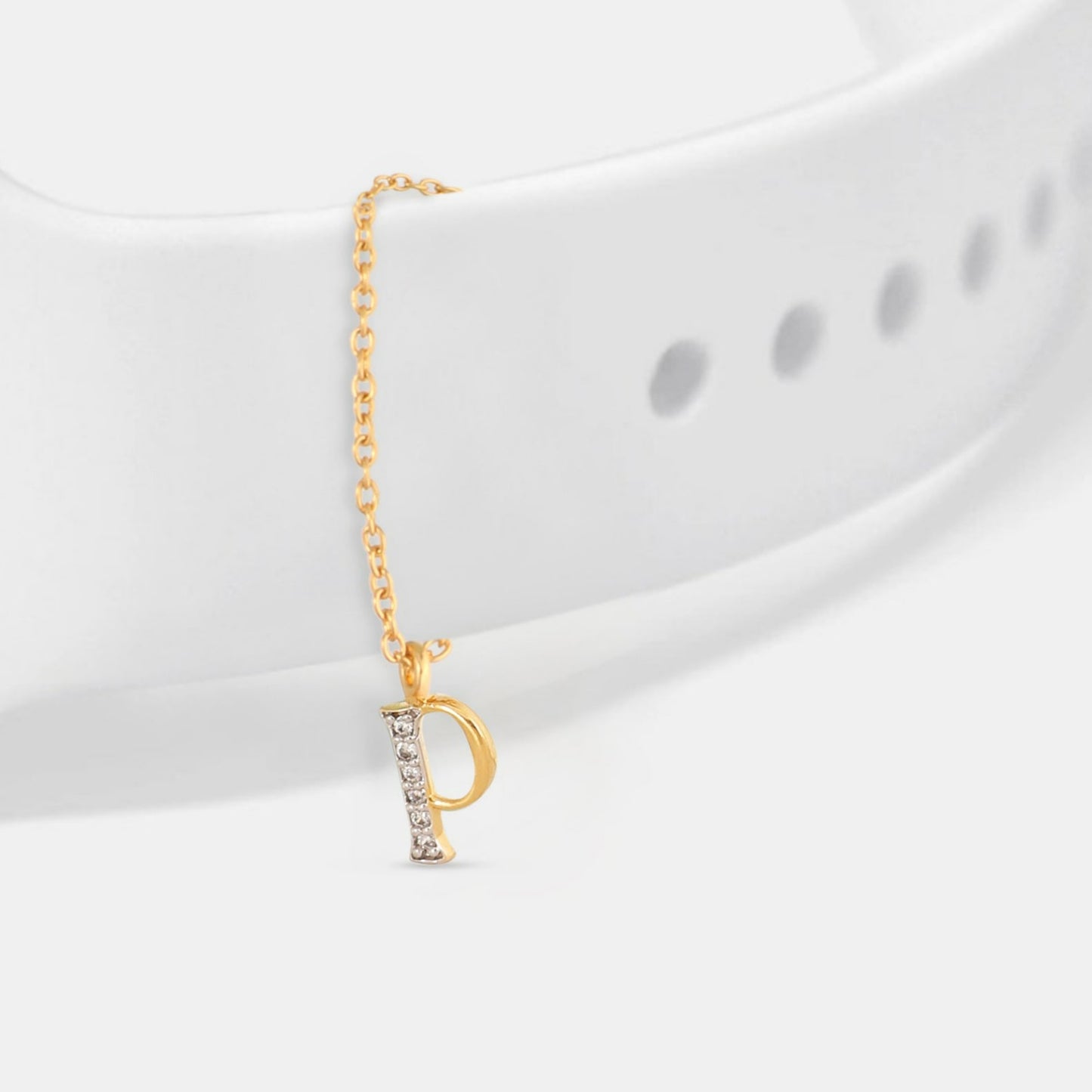 Alphabet CZ Gold Plated Silver Watch Charm
