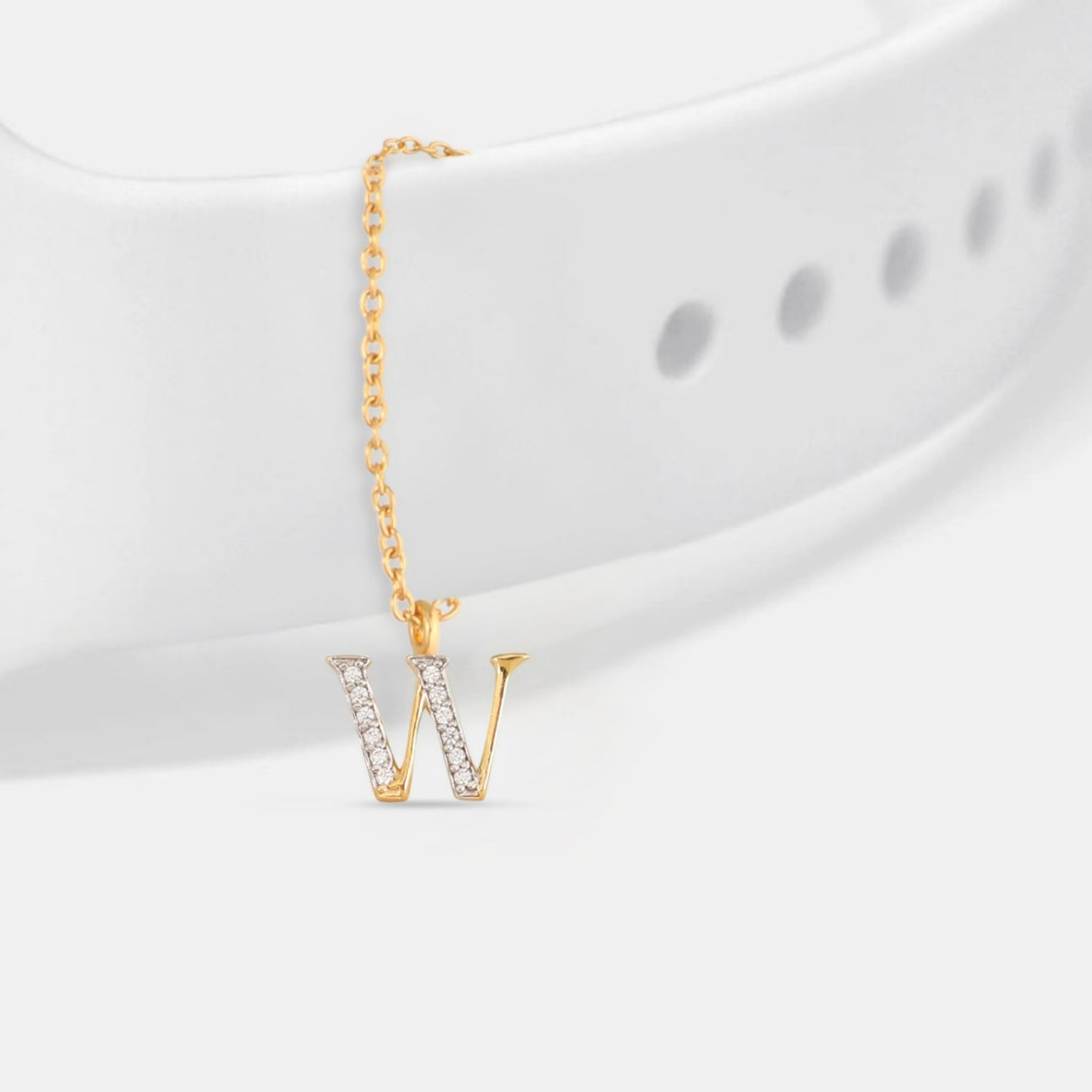 Alphabet CZ Gold Plated Silver Watch Charm