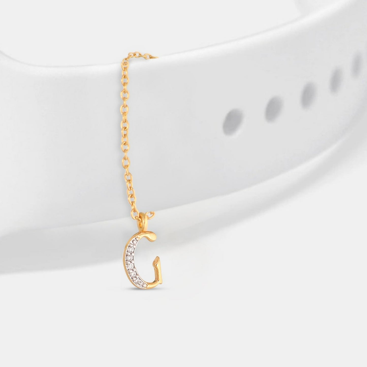 Alphabet CZ Gold Plated Silver Watch Charm