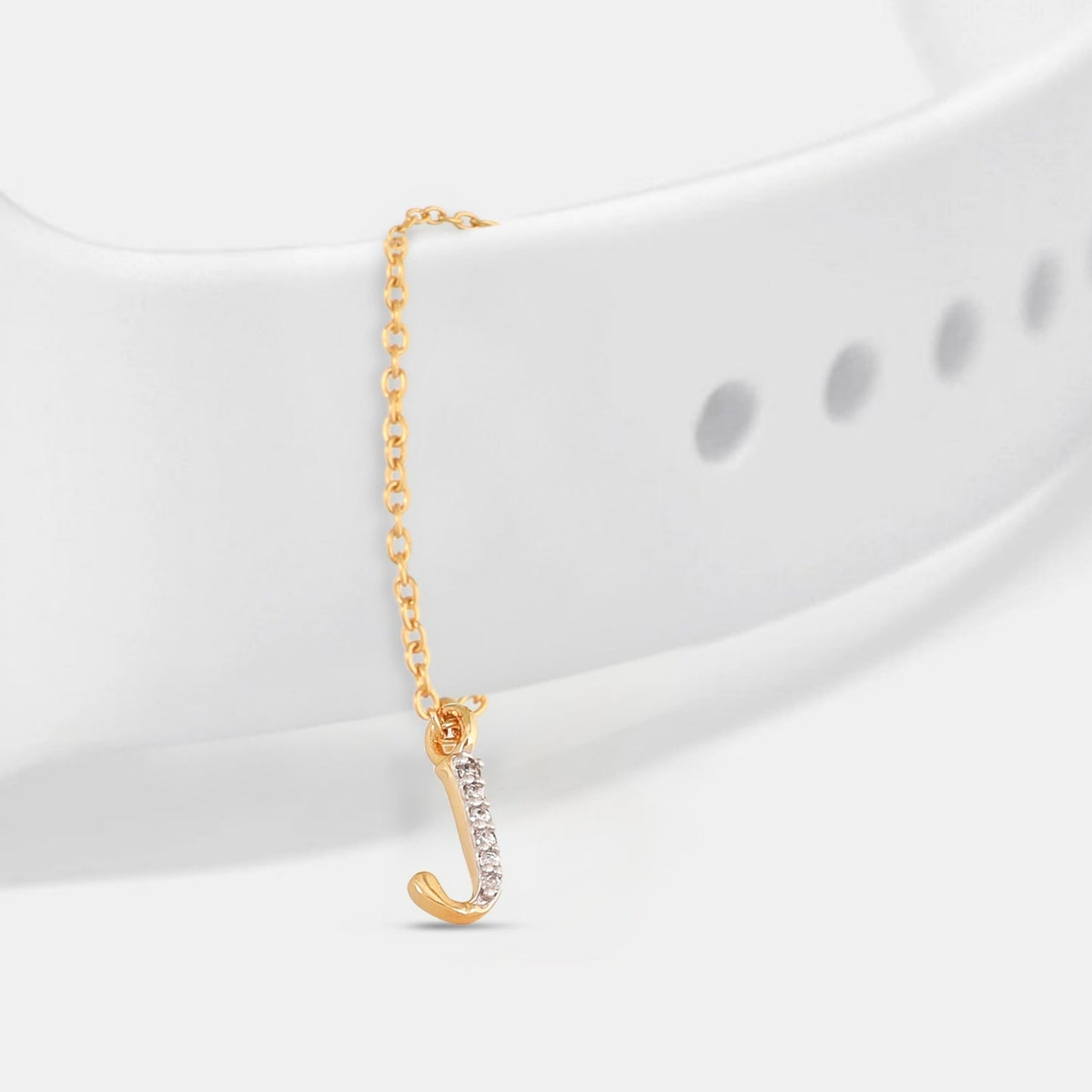 Alphabet CZ Gold Plated Silver Watch Charm