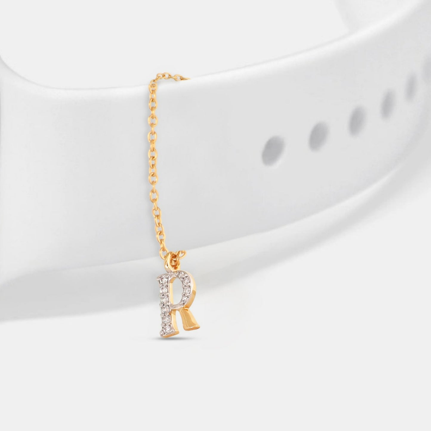 Alphabet CZ Gold Plated Silver Watch Charm