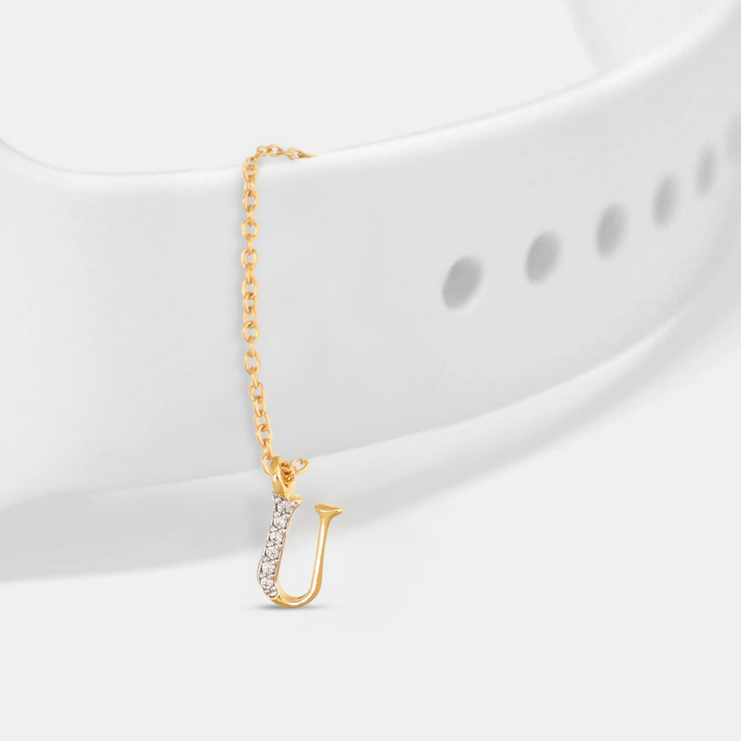Alphabet CZ Gold Plated Silver Watch Charm