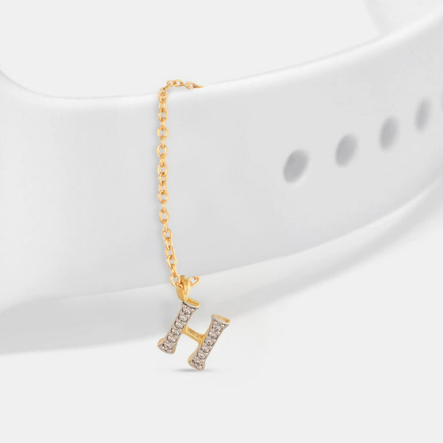 Alphabet CZ Gold Plated Silver Watch Charm