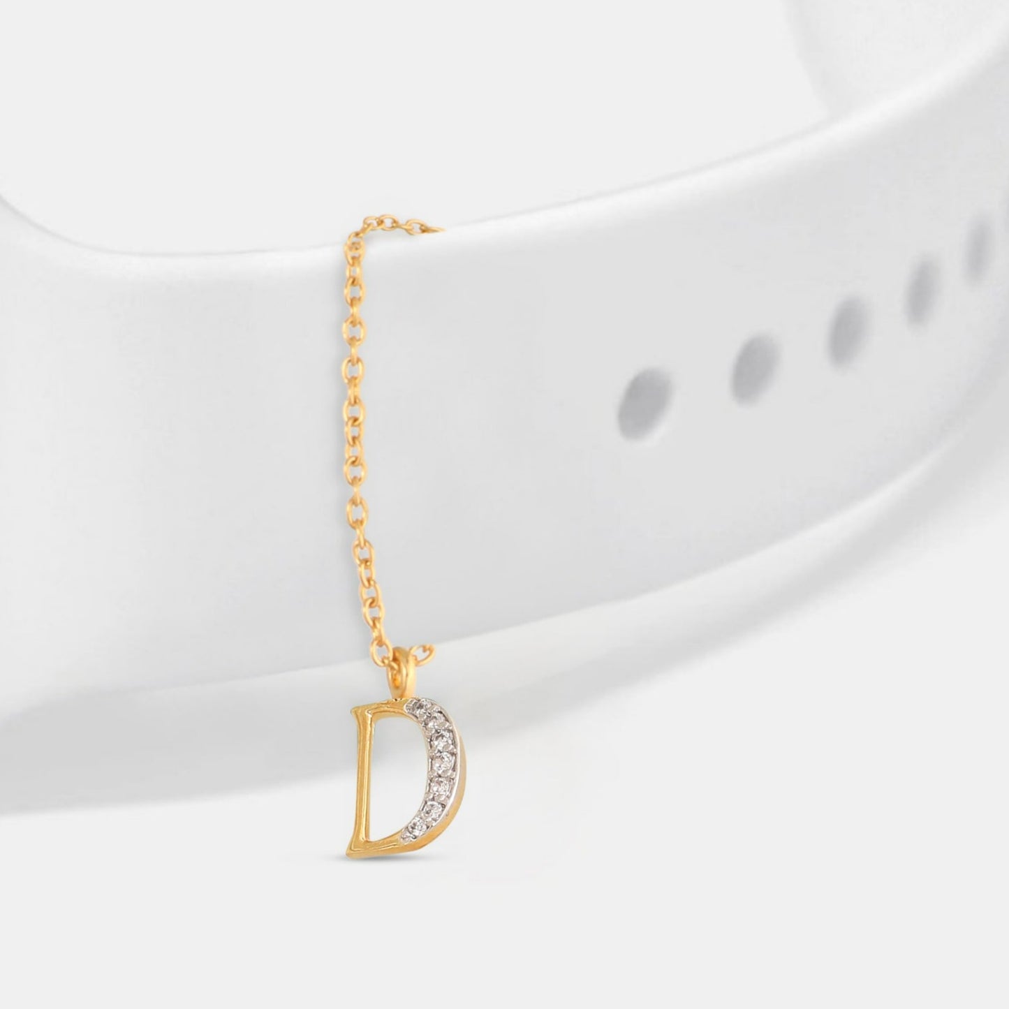 Alphabet CZ Gold Plated Silver Watch Charm