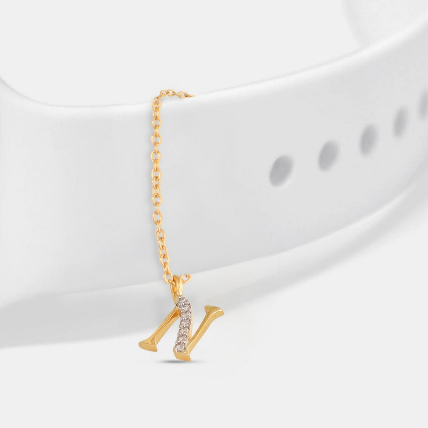 Alphabet CZ Gold Plated Silver Watch Charm