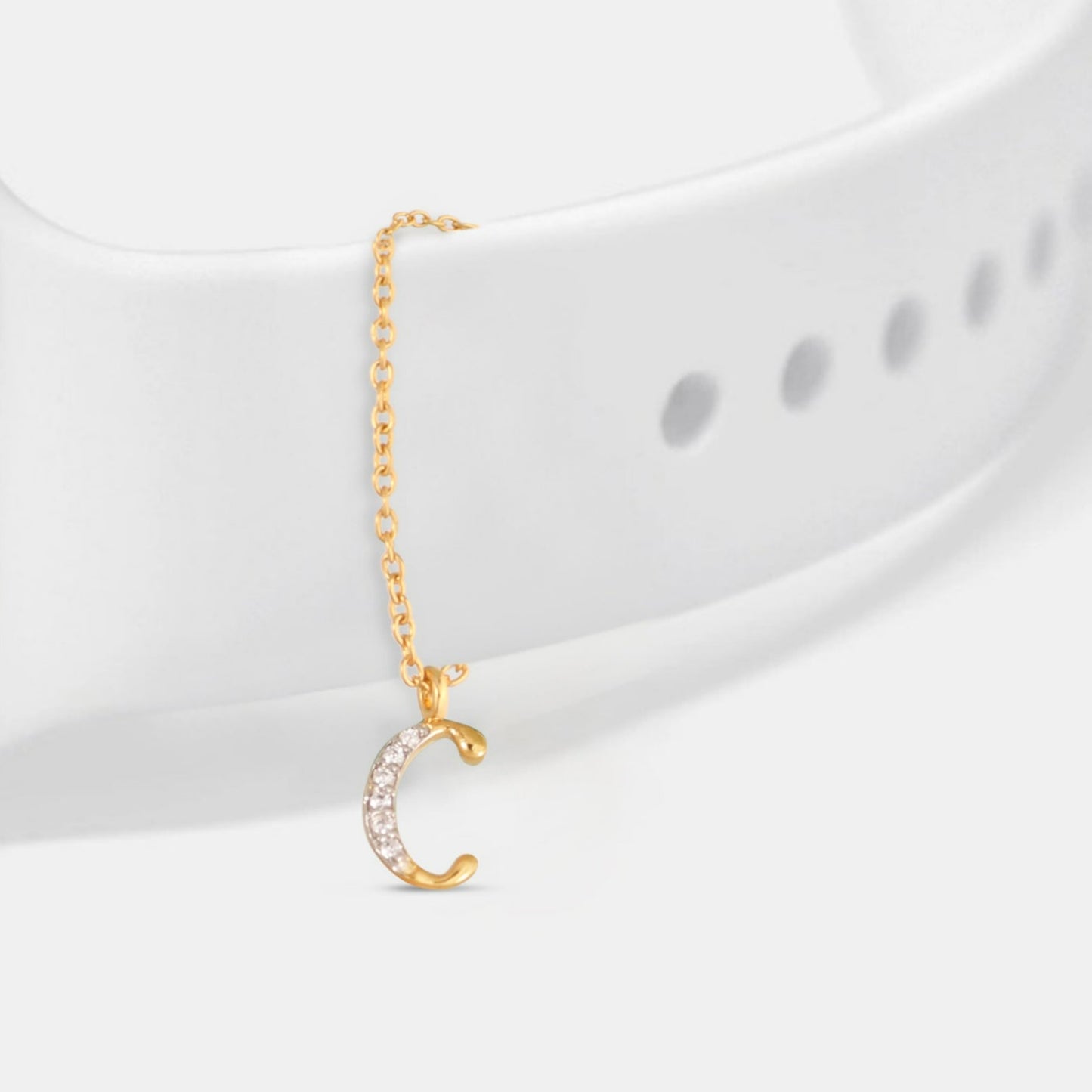 Alphabet CZ Gold Plated Silver Watch Charm