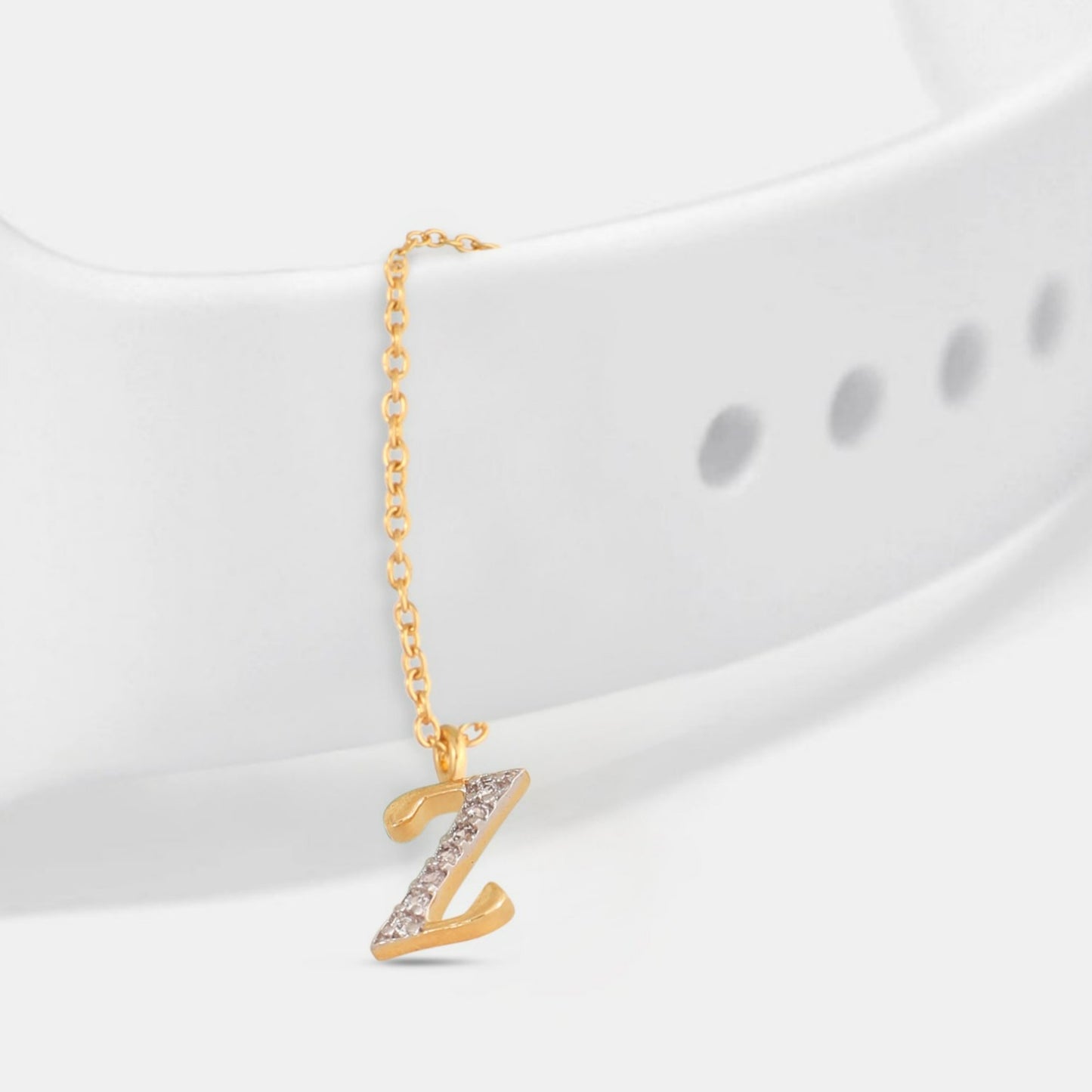 Alphabet CZ Gold Plated Silver Watch Charm