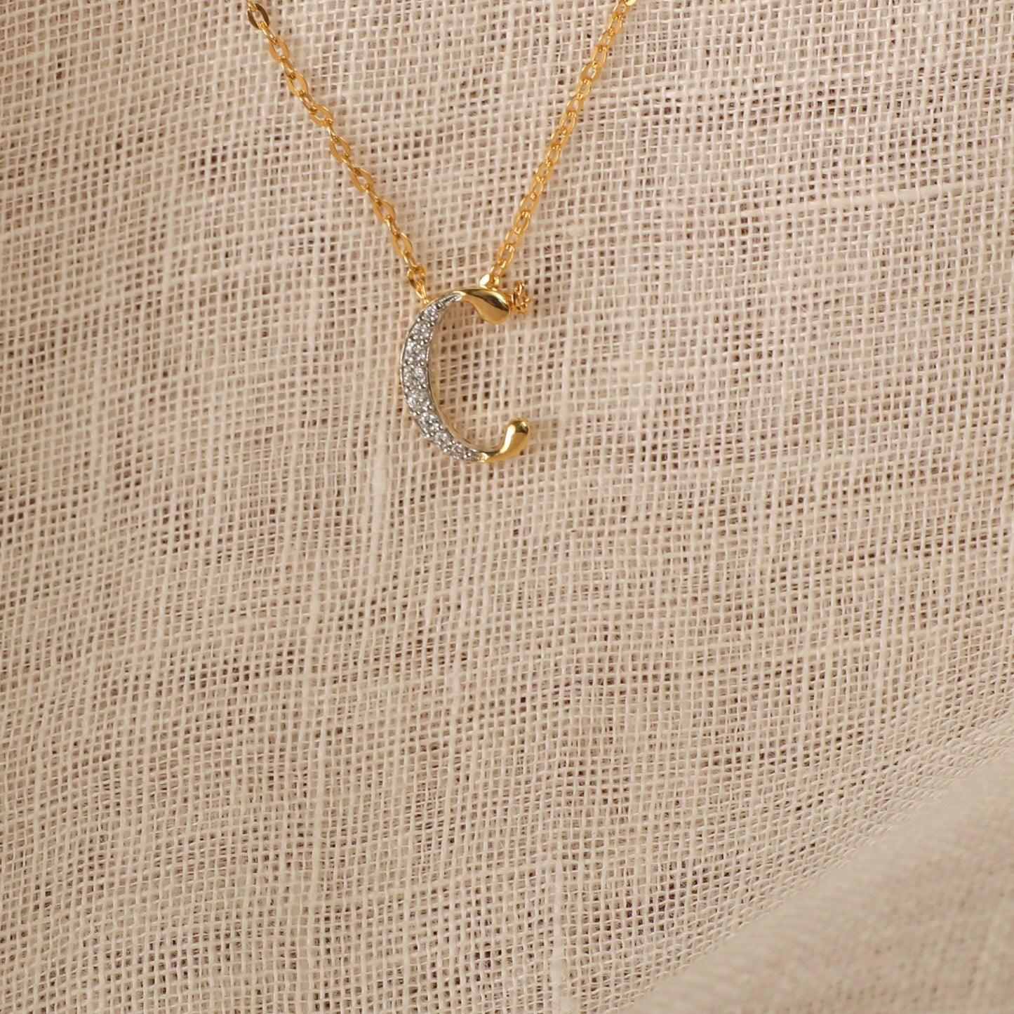 Alphabet Charms CZ Gold Plated Silver Necklace