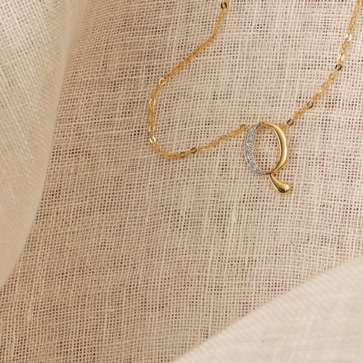 Alphabet Charms CZ Gold Plated Silver Necklace
