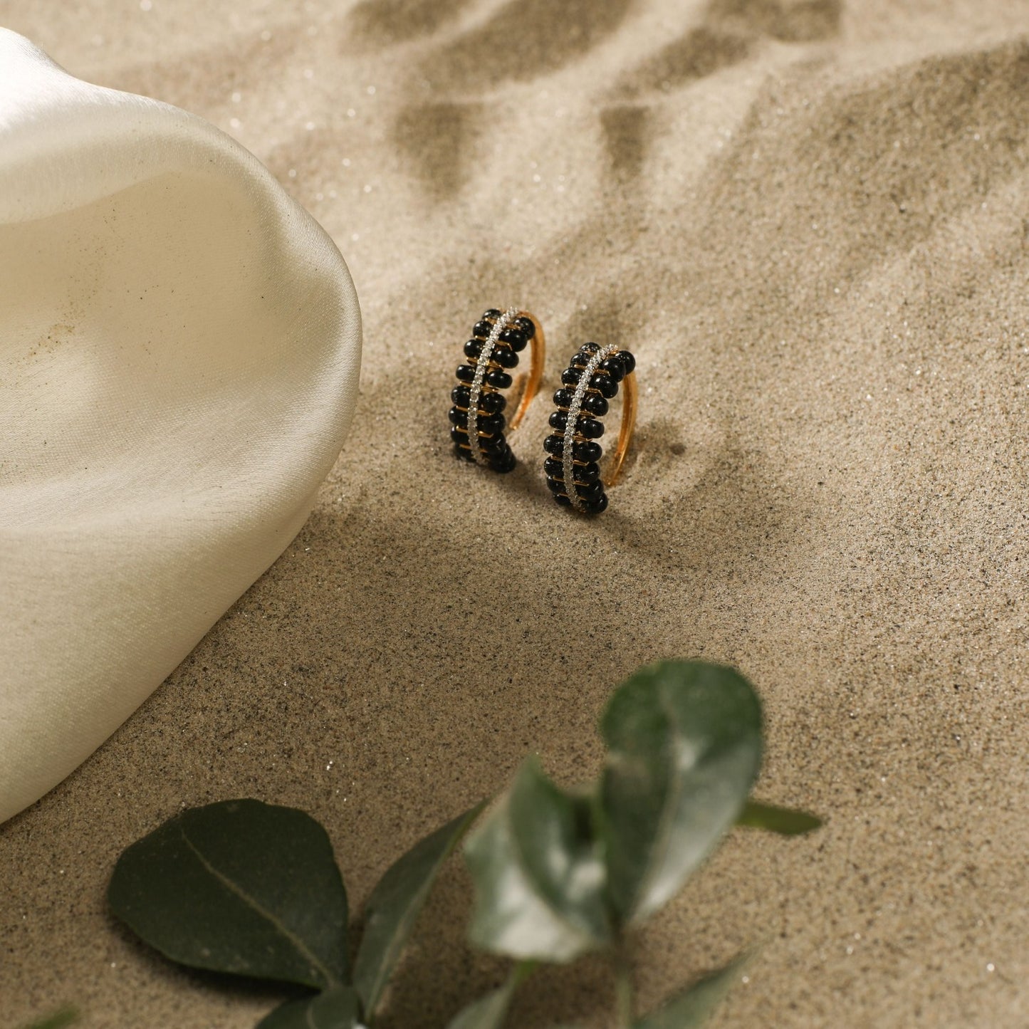 Forever CZ Silver Mangalsutra Hoop Earrings