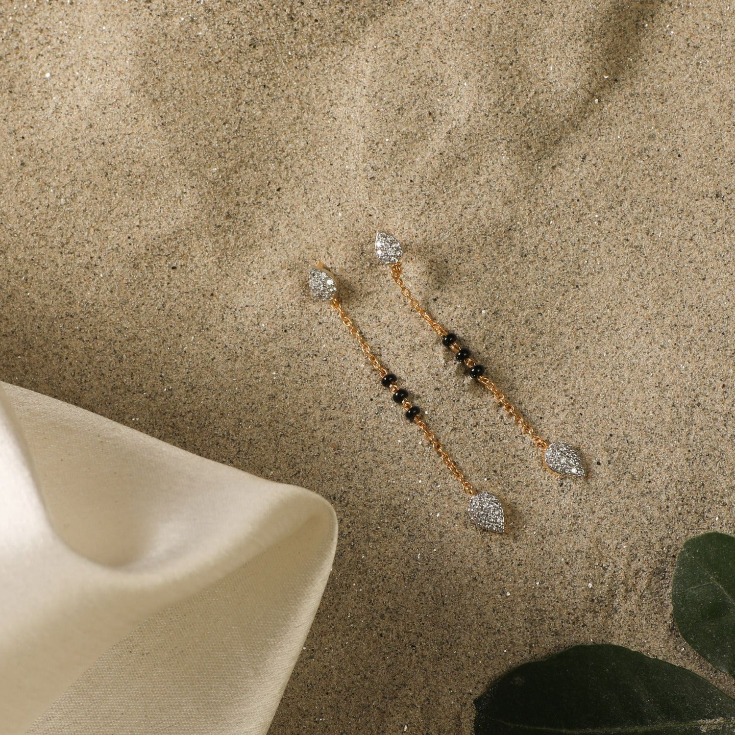 Dazzle CZ Silver Mangalsutra Drop Earrings
