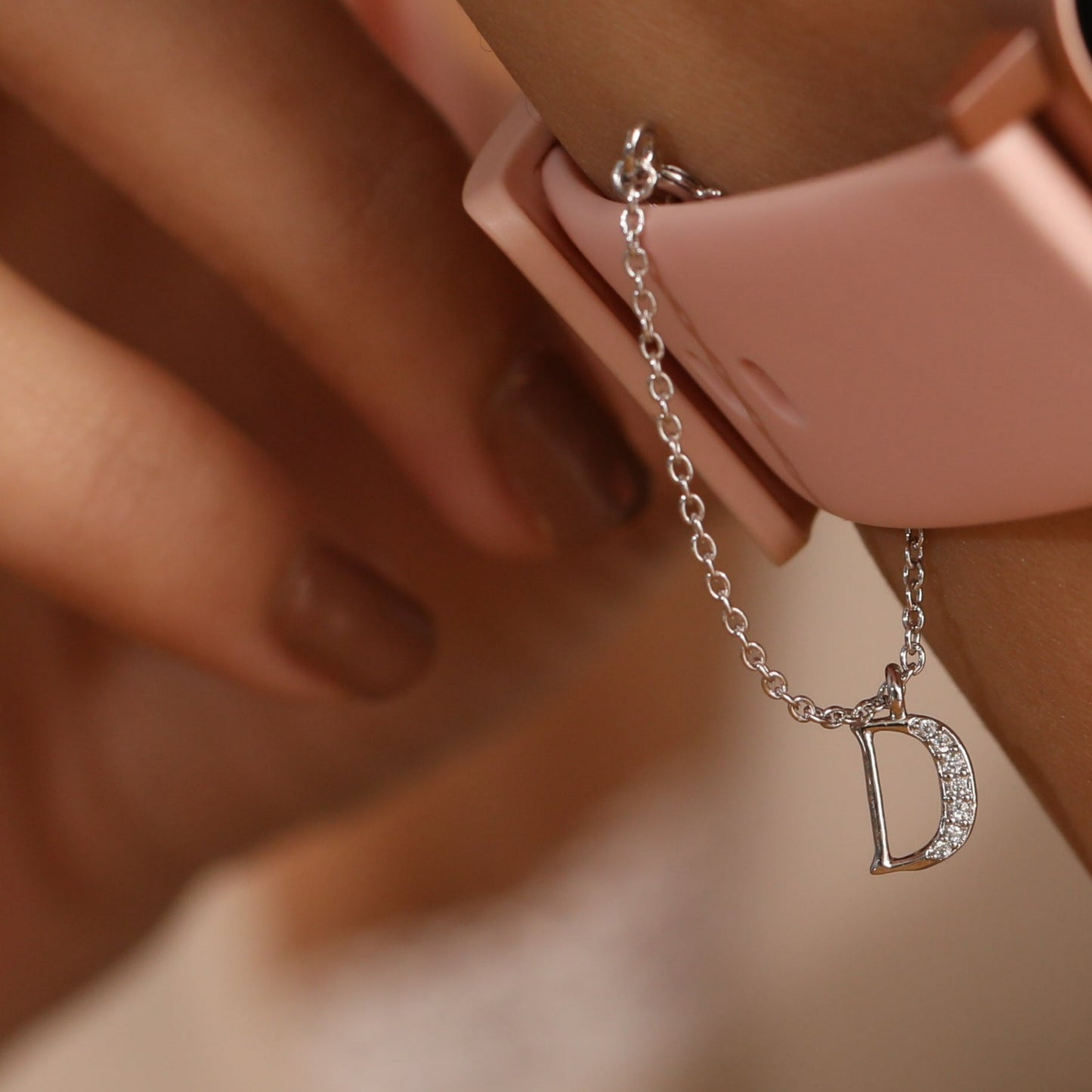 Alphabet CZ White Gold Plated Silver Watch Charm