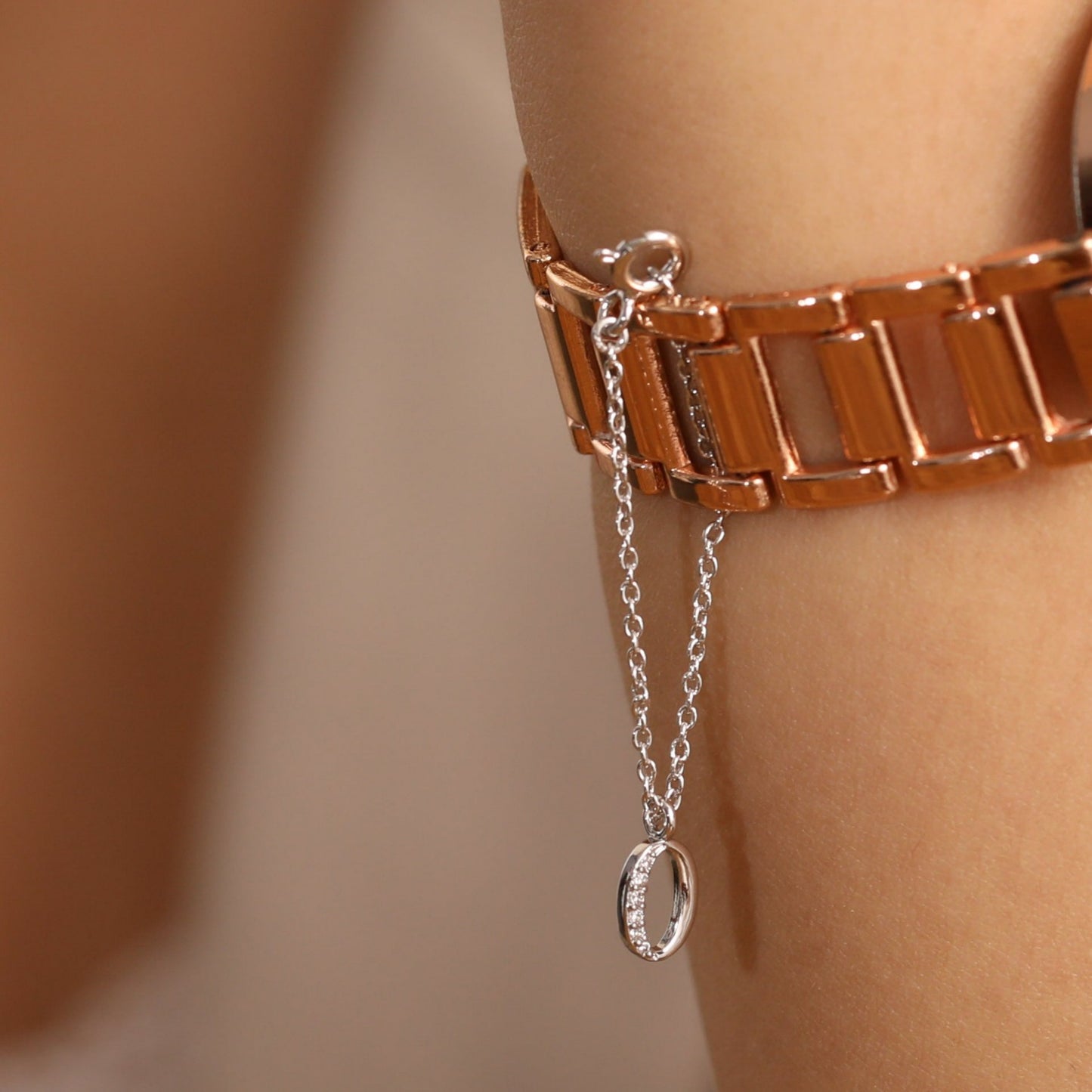 Alphabet CZ White Gold Plated Silver Watch Charm