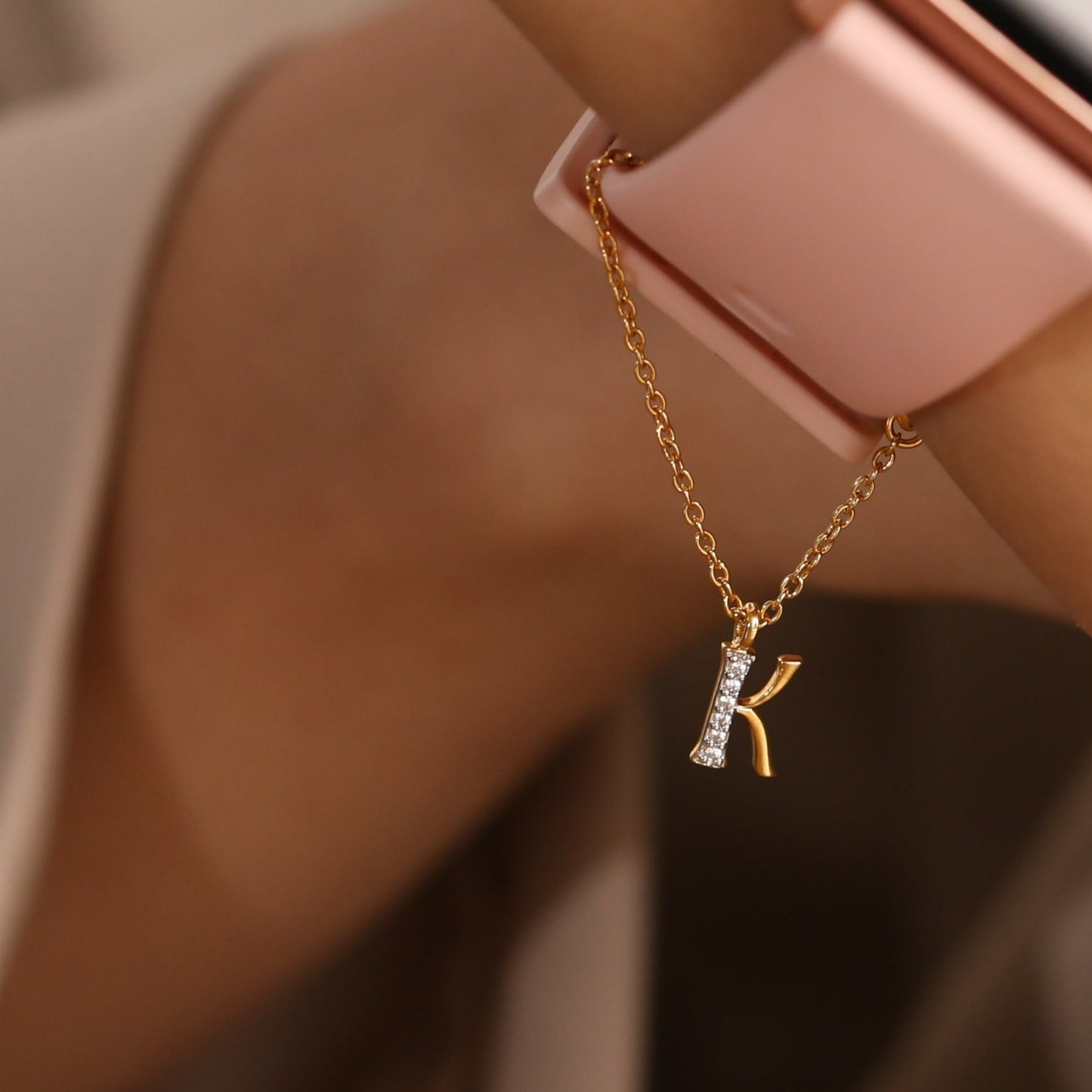 Alphabet CZ Gold Plated Silver Watch Charm