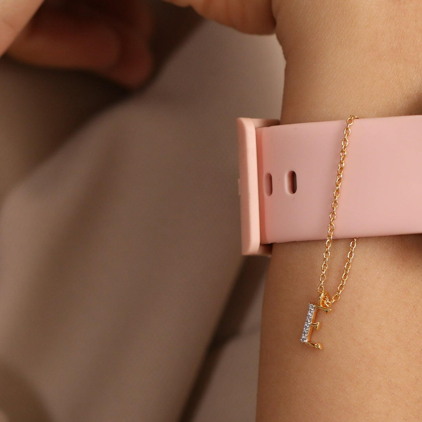 Alphabet CZ Gold Plated Silver Watch Charm