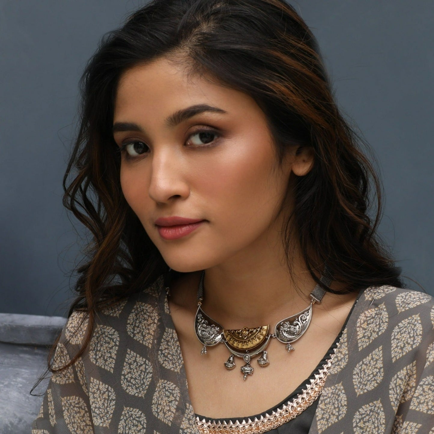 Classic Nature Oxidized Silver Choker