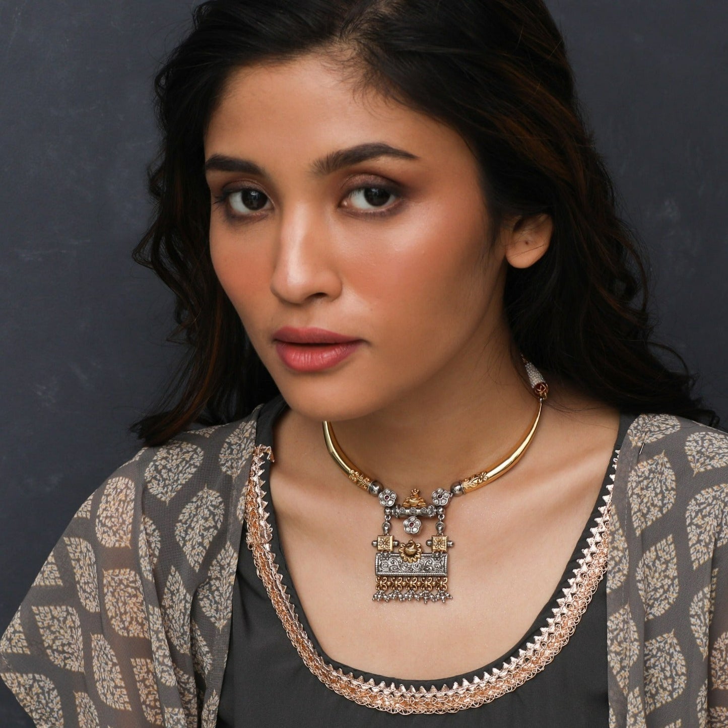Classic Hasli Oxidized Silver Necklace
