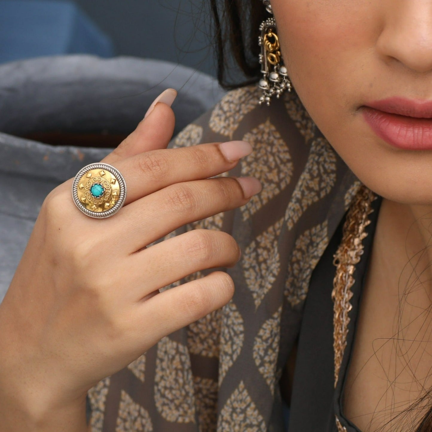 Round Oxidized Silver Ring