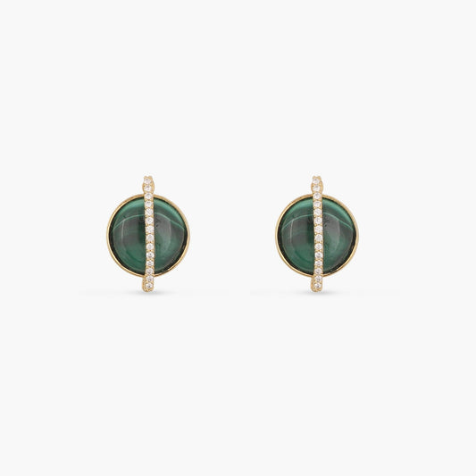Malachite Eye Silver Stud Earrings
