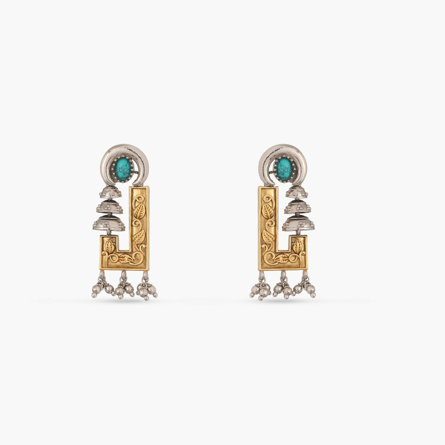 Turquoise Oxidized Silver Drop Earrings