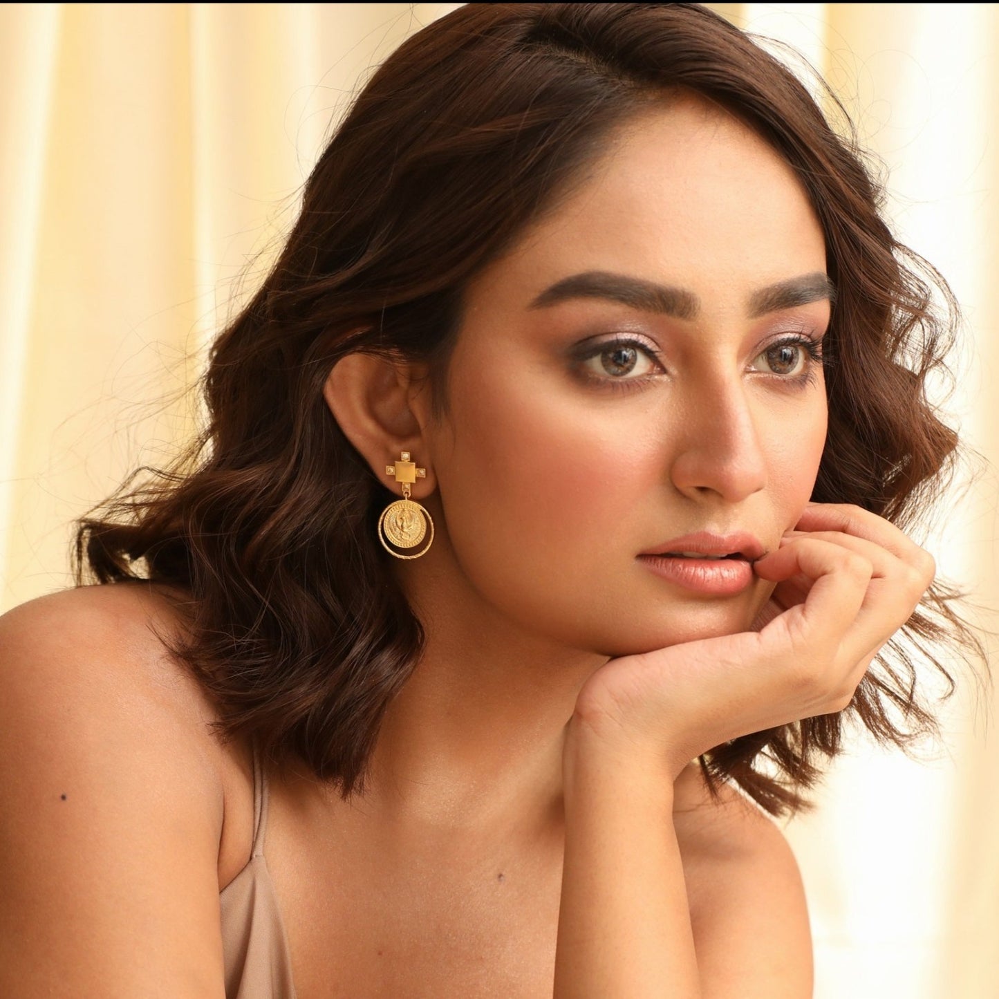 Citrine Scorpio Zodiac Gold Plated Silver Earrings