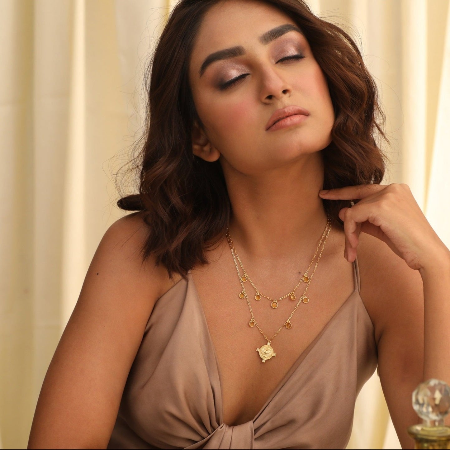 Citrine Scorpio Zodiac Layered Gold Plated Silver Necklace