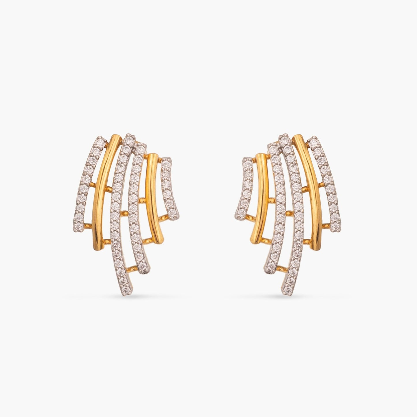 Flare CZ Delicate Statement Silver Stud Earrings