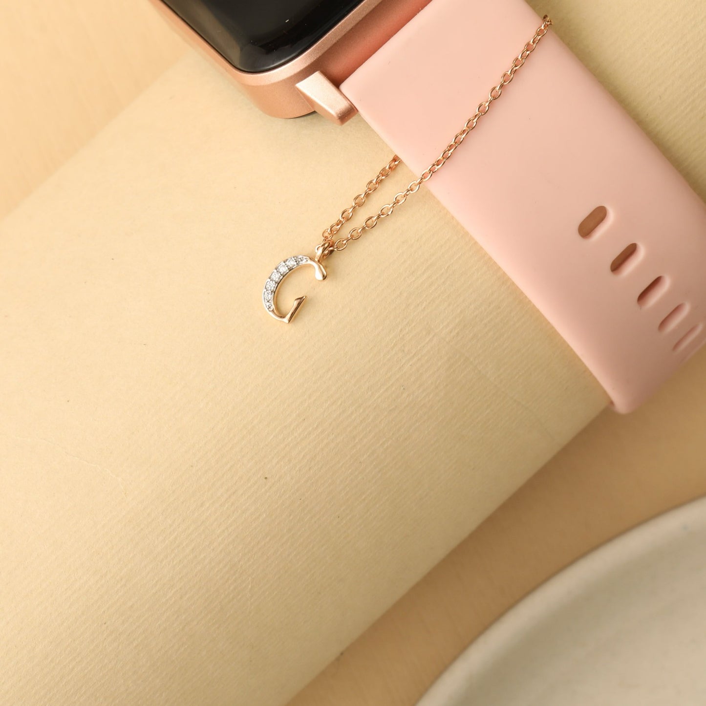 Alphabet CZ Gold Plated Silver Watch Charm