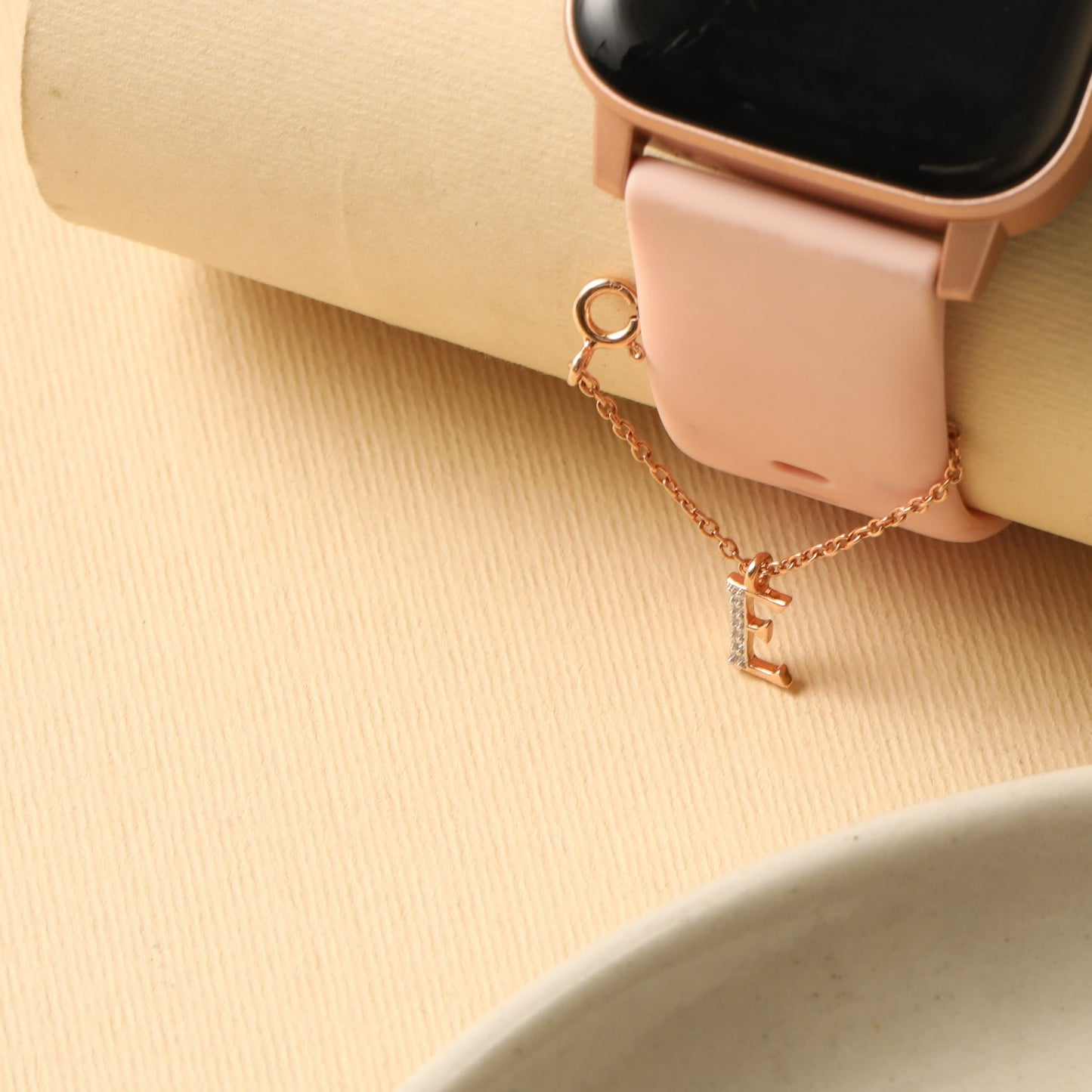 Alphabet CZ Gold Plated Silver Watch Charm