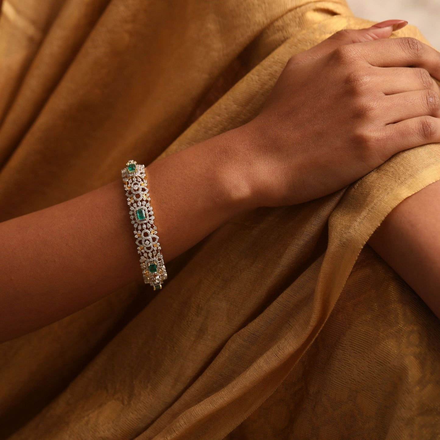 Malini CZ Silver Bangles