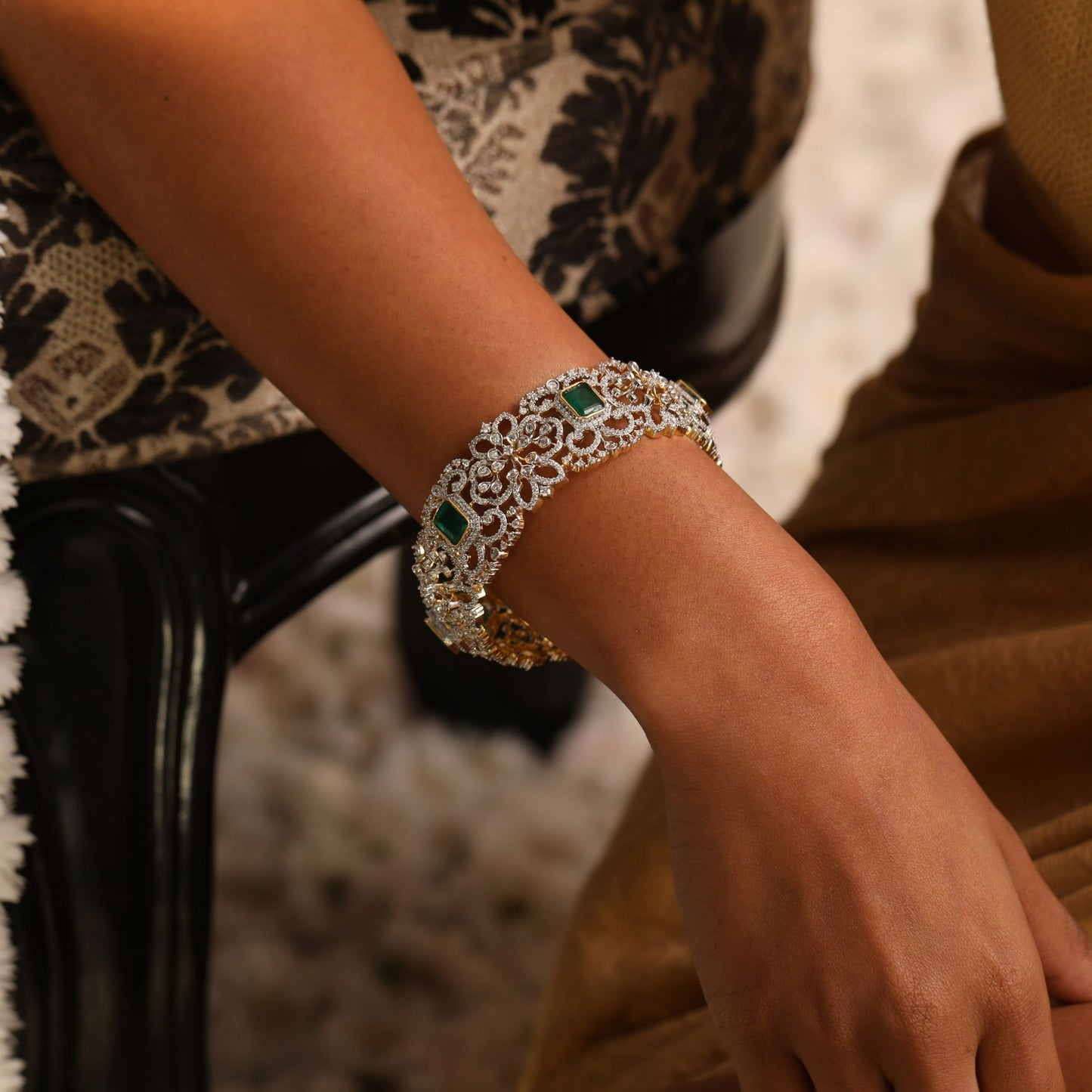 Aara CZ Silver Bangle