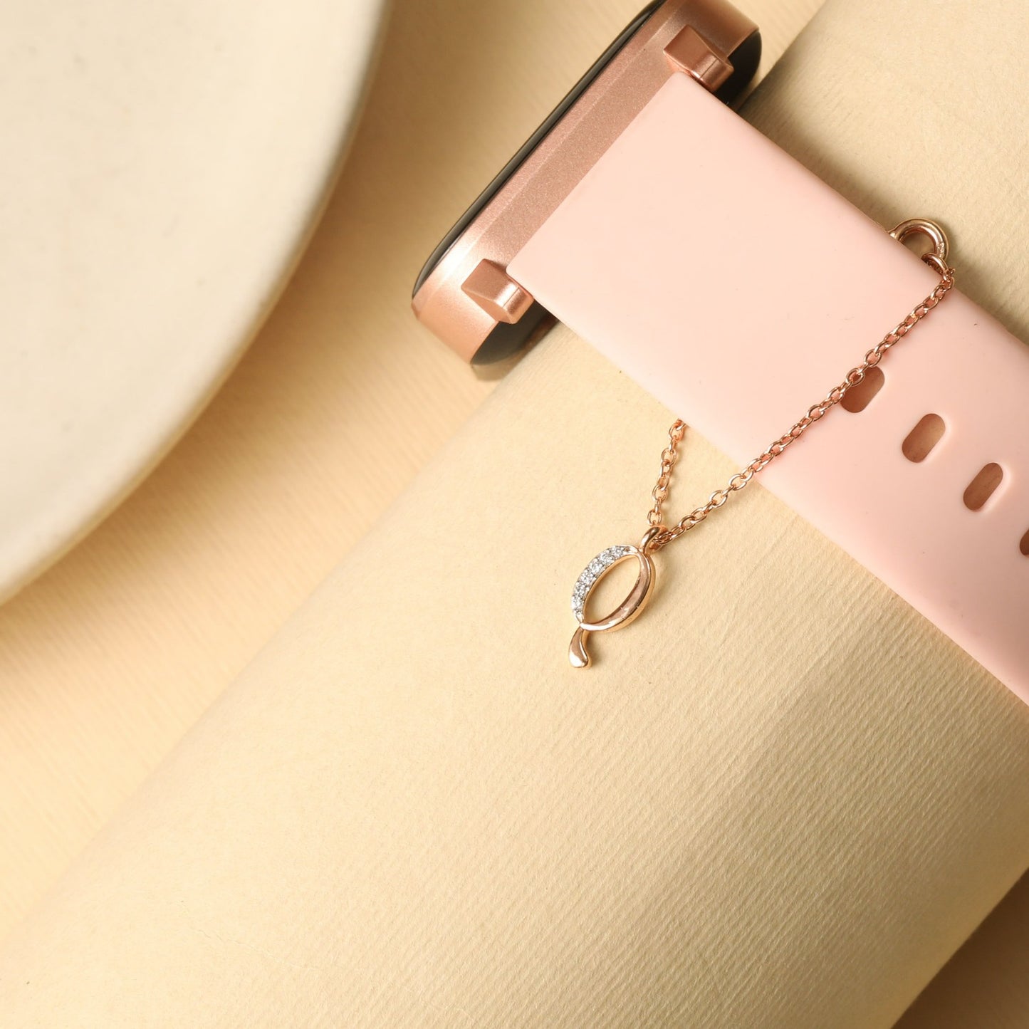 Alphabet CZ Gold Plated Silver Watch Charm