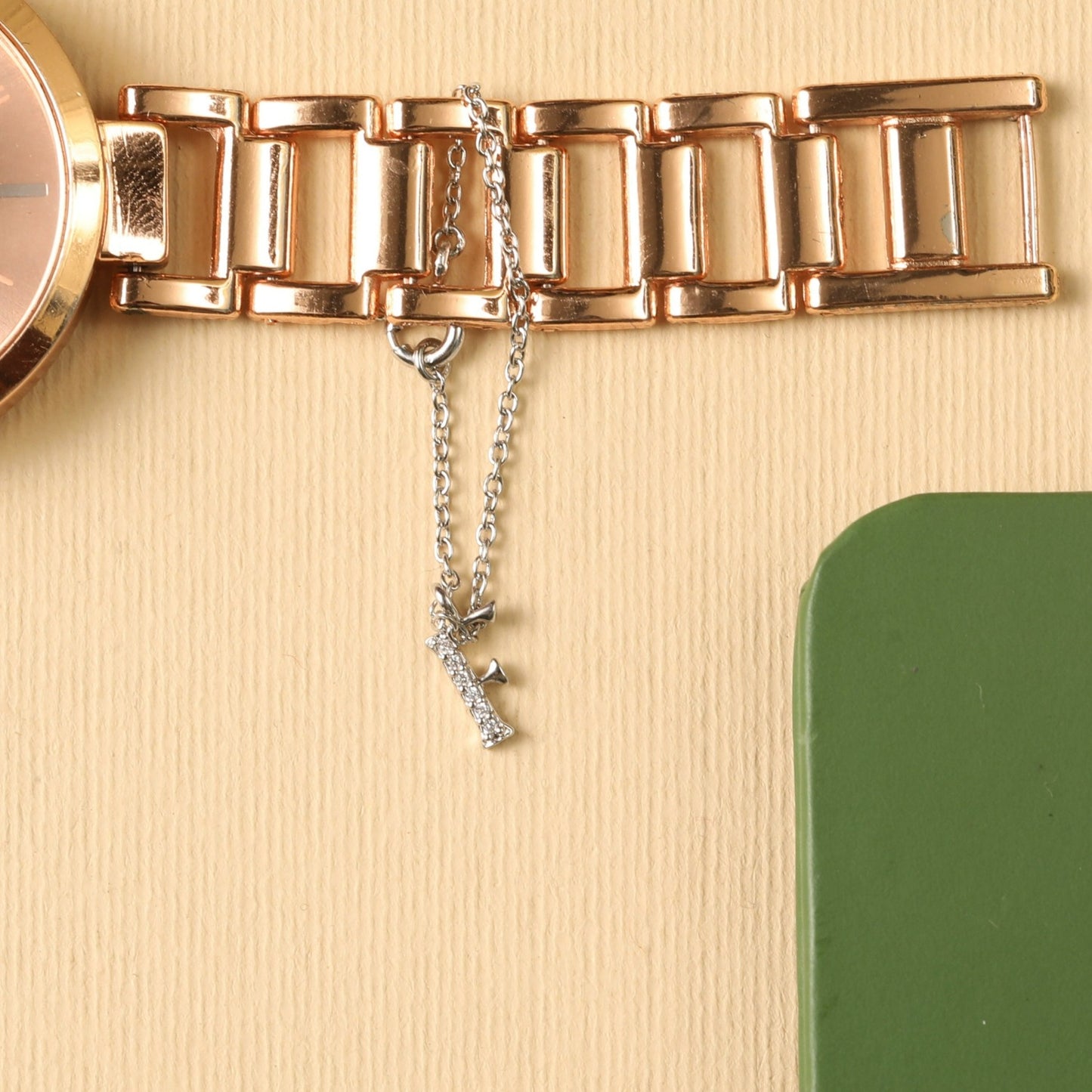 Alphabet CZ White Gold Plated Silver Watch Charm