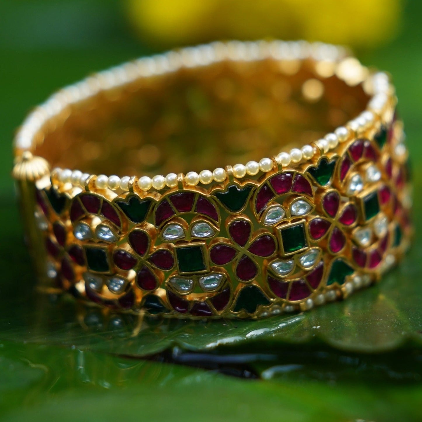 Indu Polki Silver Bangle