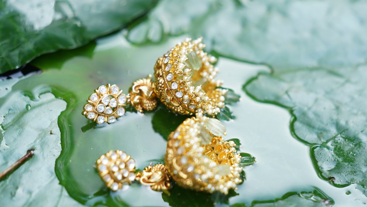 Saira Moissanite Nakshi Jhumki Earrings