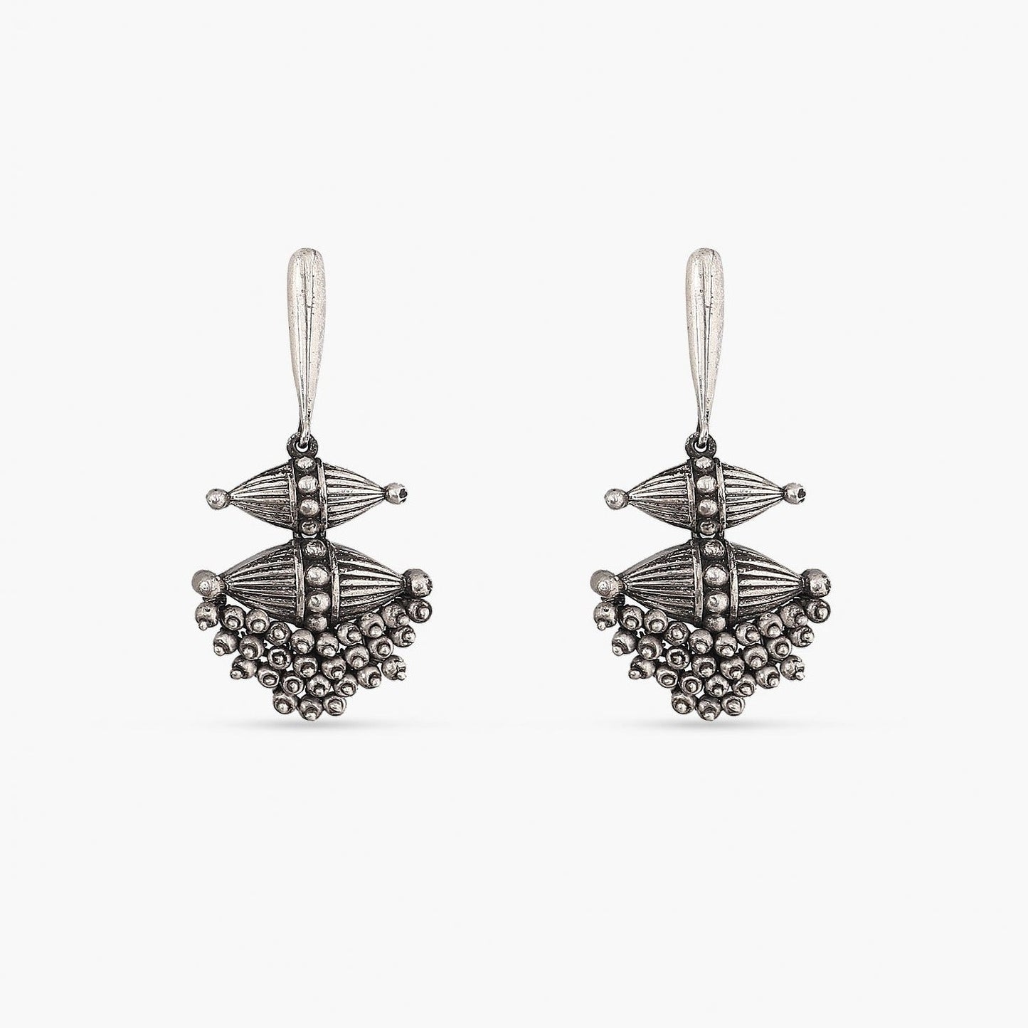 Enya Tribal Silver Drop Earrings