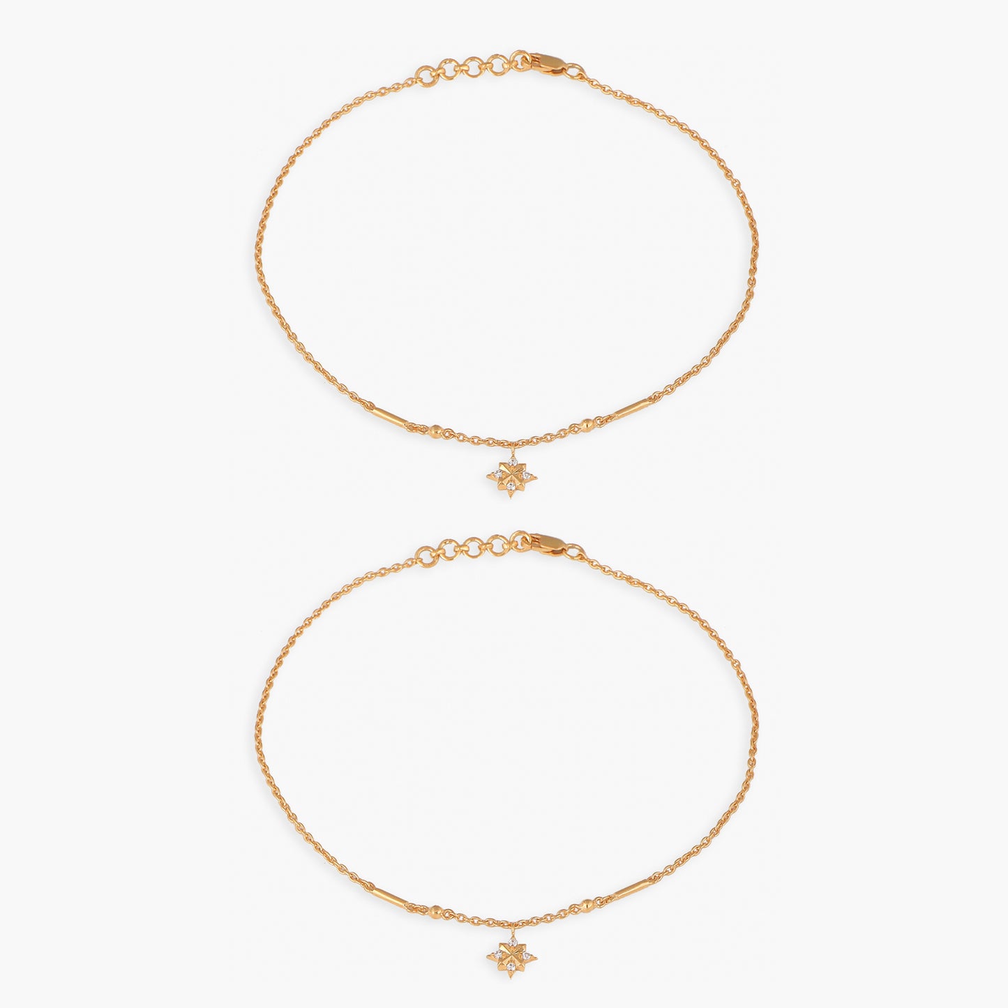 Star Delicate Silver Anklets