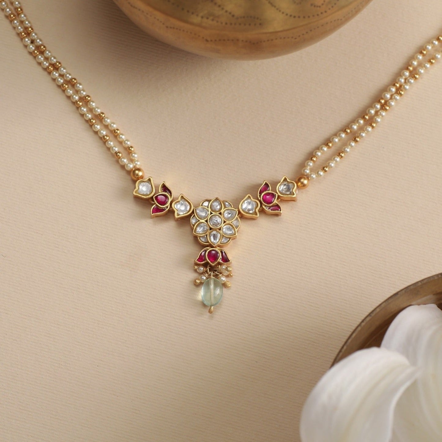 Suchita Jadau Silver Pendant Necklace