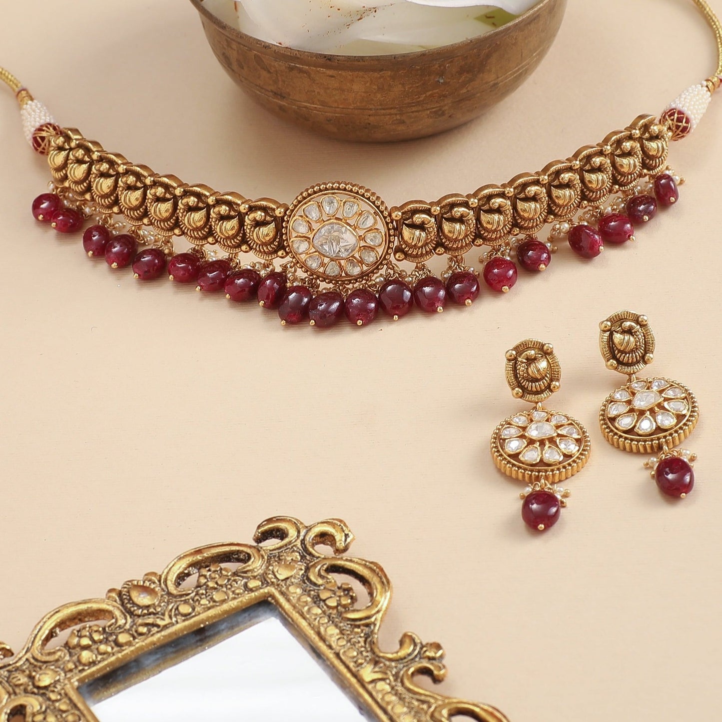 Parinaaz Moissanite Silver Choker Set