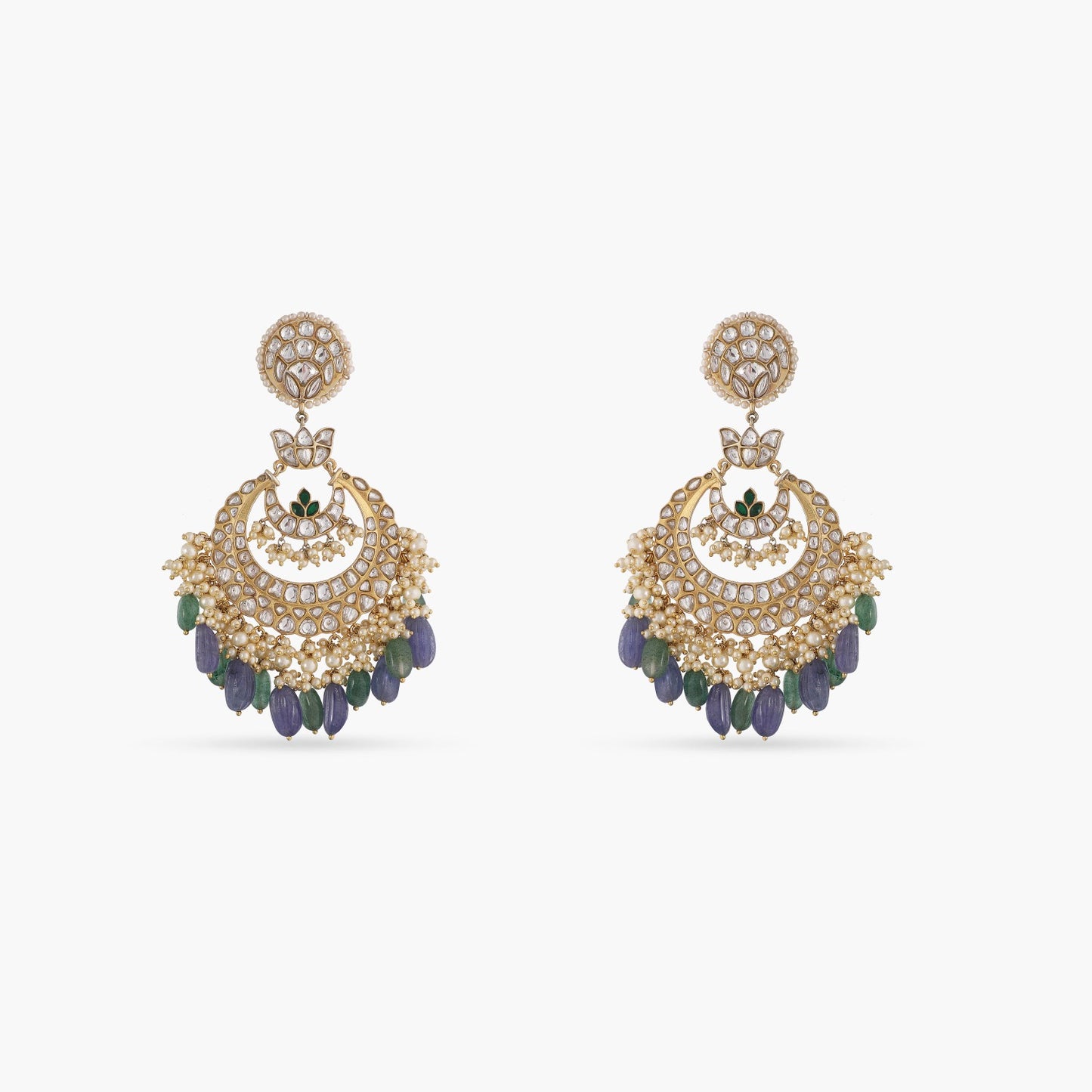 Sarika Jadau Polki Silver Earrings