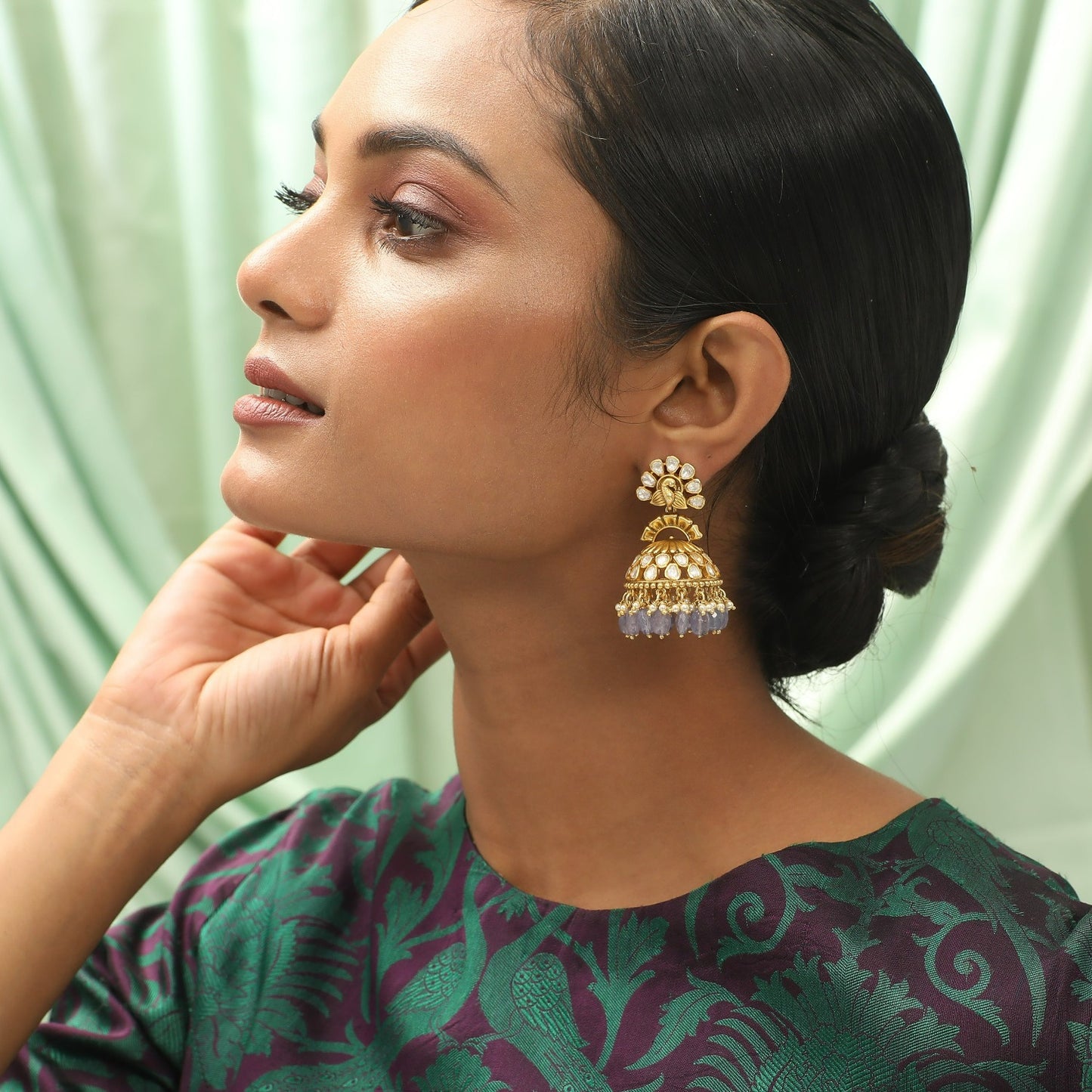 Morni Moissonite Silver Jhumkis