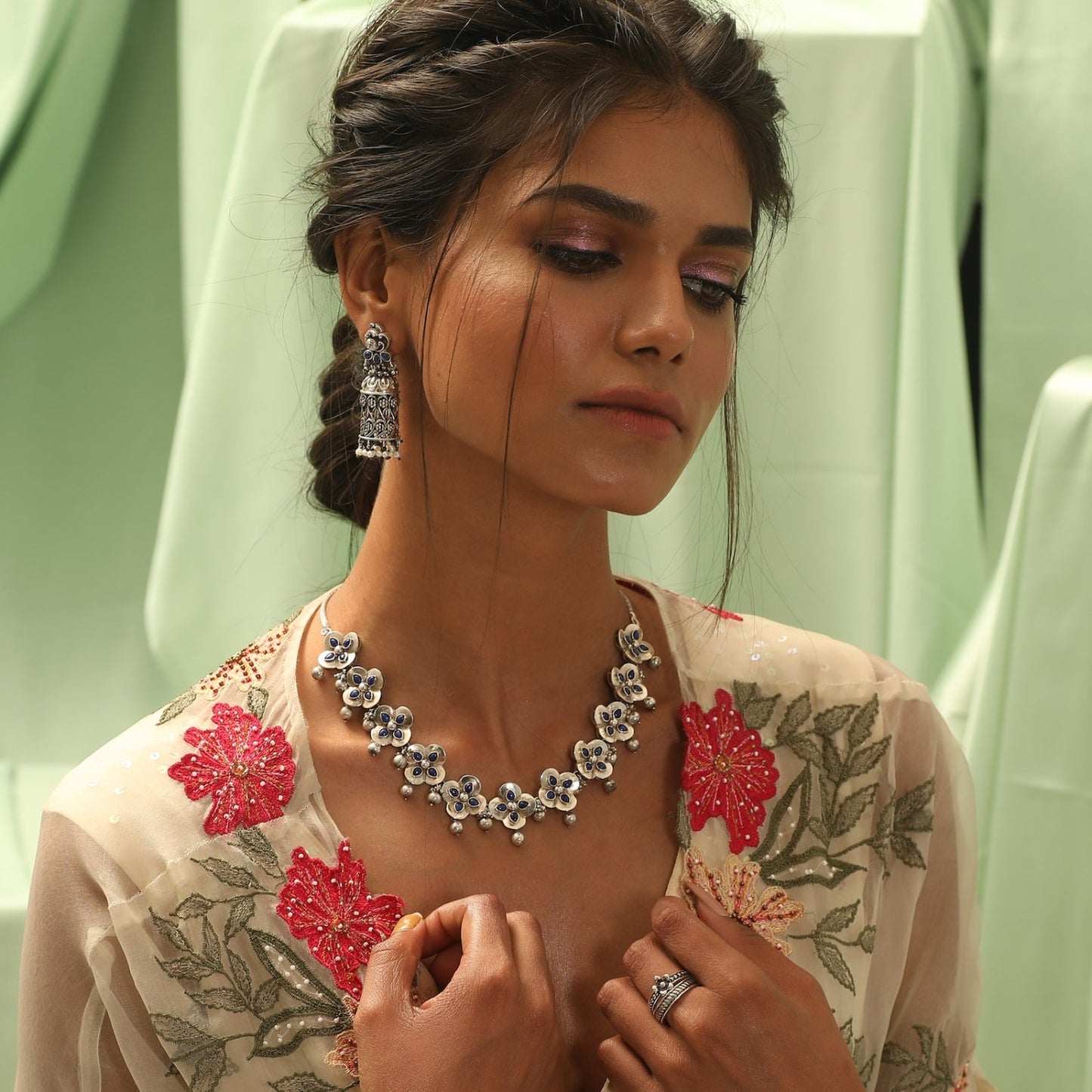 Vandana Short Silver Necklace