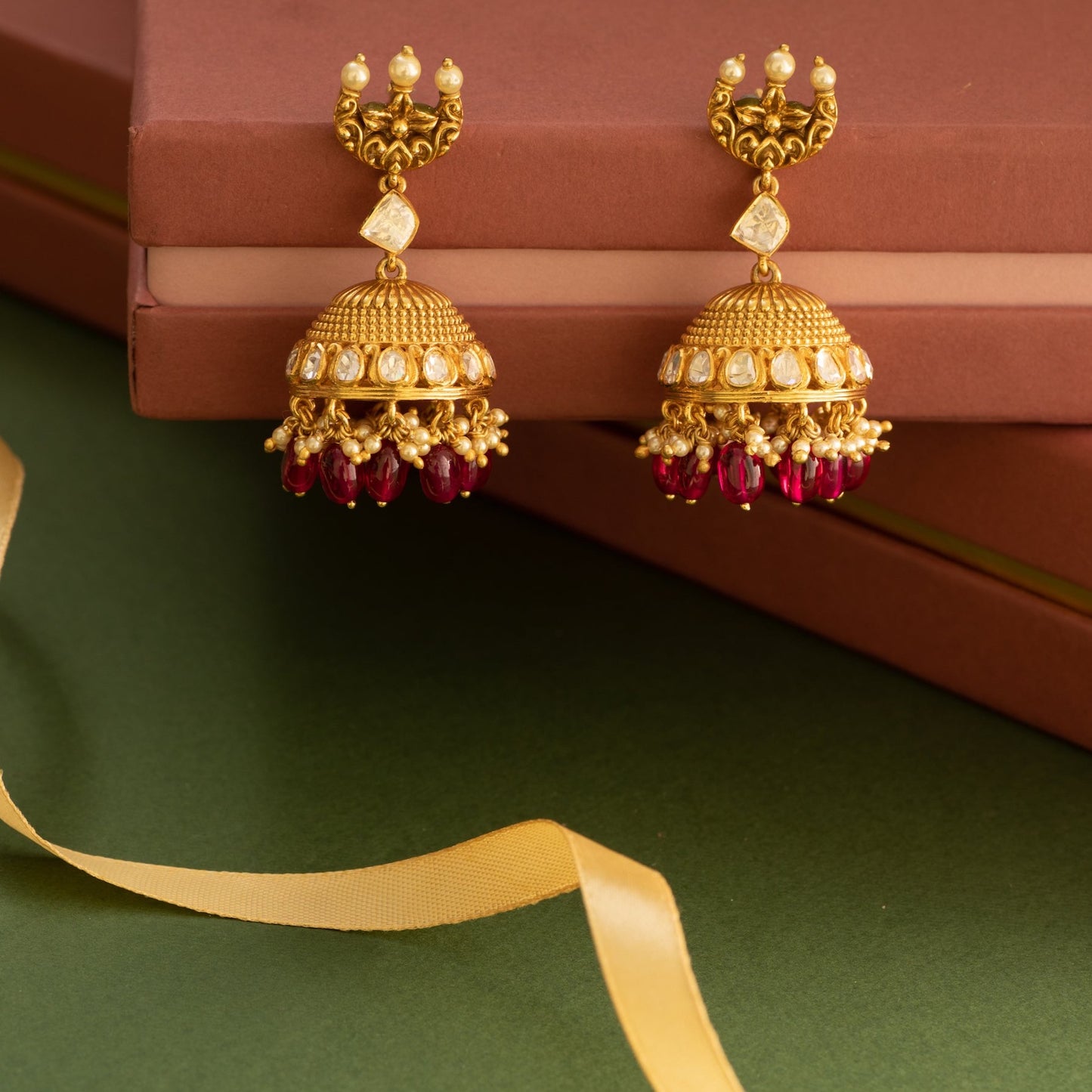 Viji Moissanite Silver Jhumka Earrings
