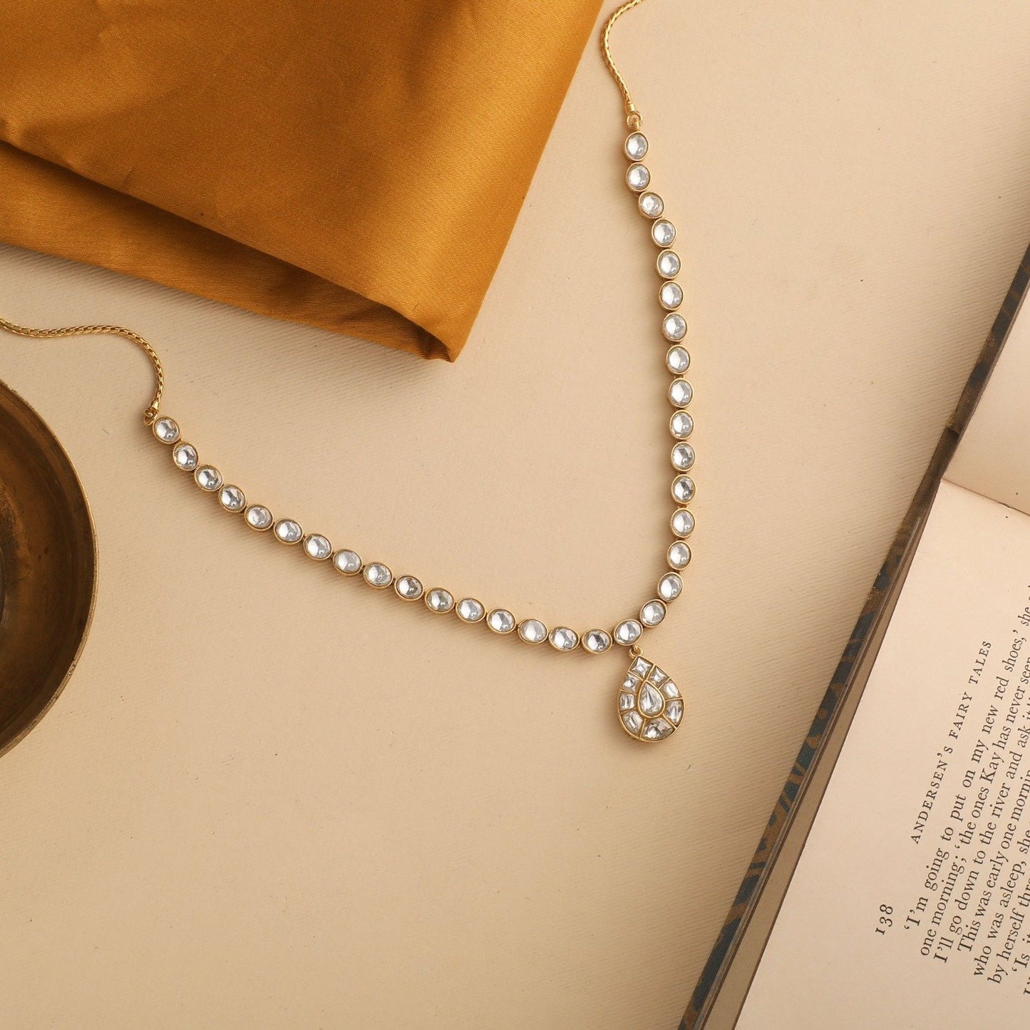 Dogri Moissanite Gold Plated Silver Necklace