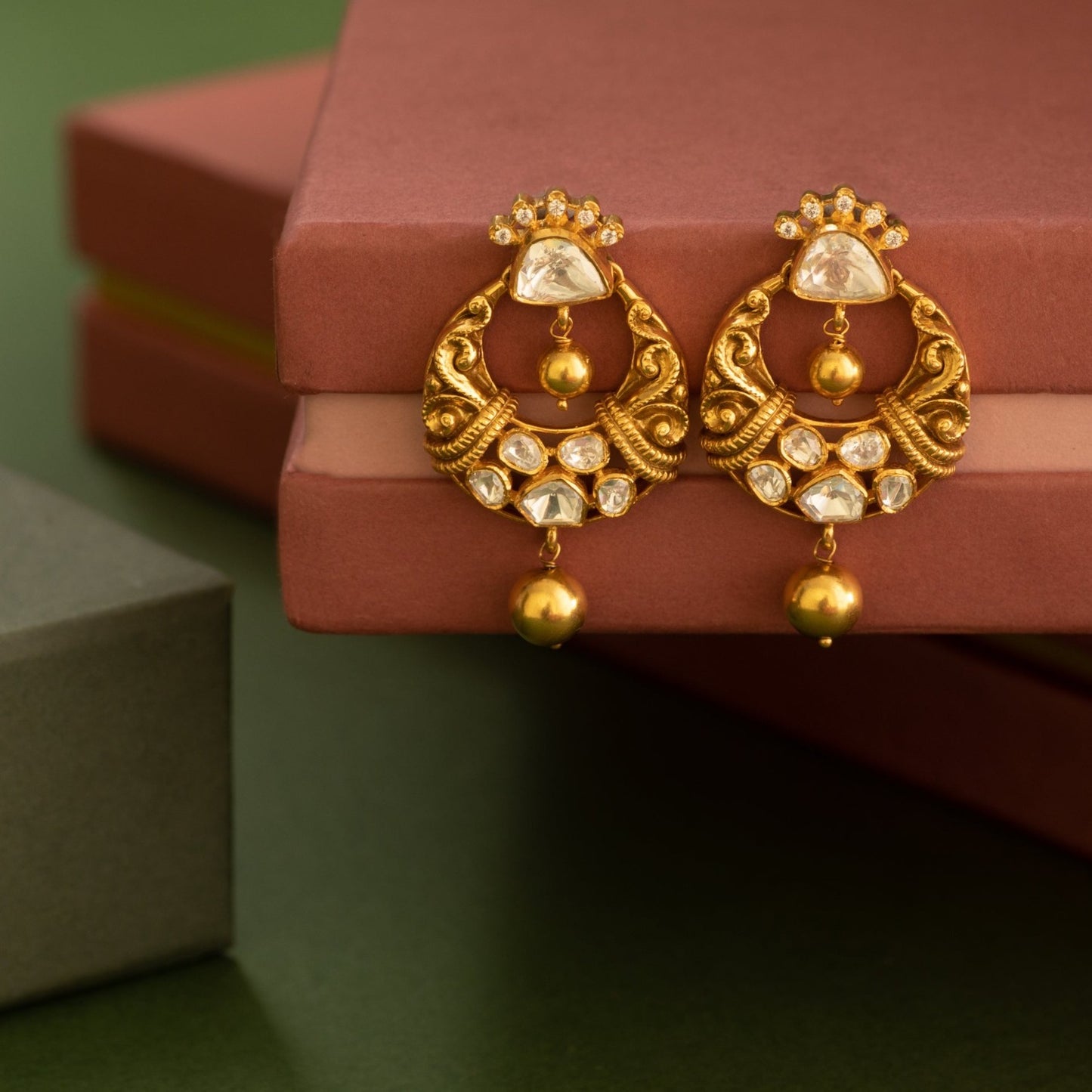Vachi Moissanite Chandbali Silver Earrings