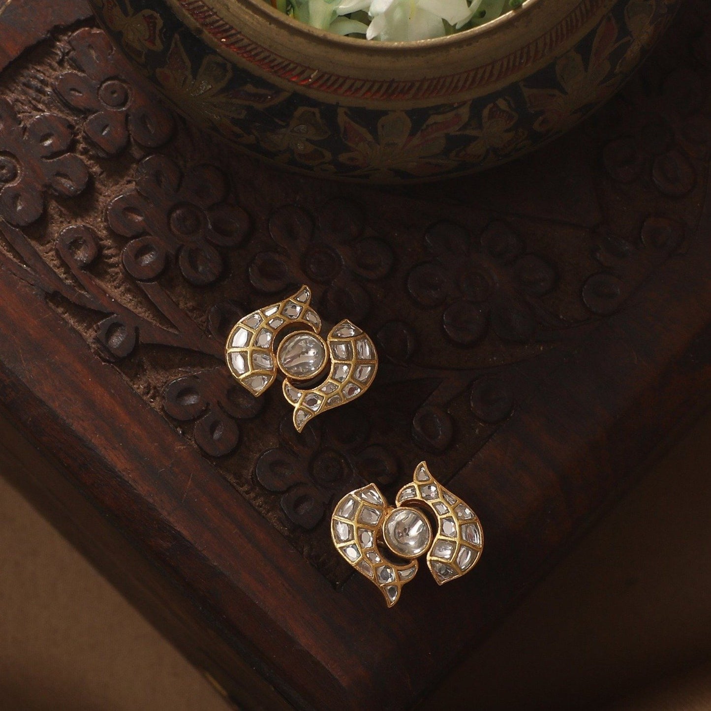 Rohita Jadau Silver Studs